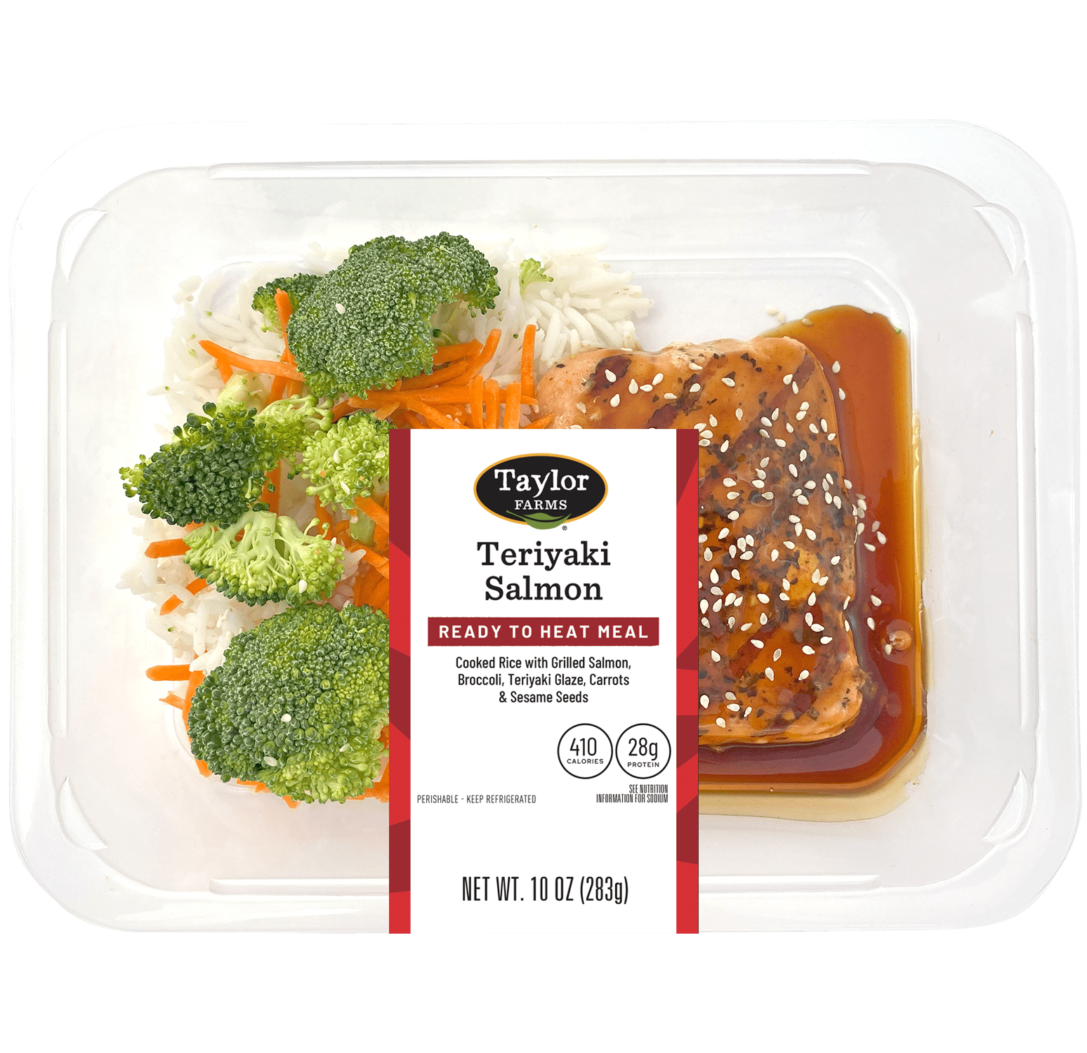 Taylor Farms Teriyaki Salmon, Microwave Ready Single Serve Meal, 10 oz, Fresh