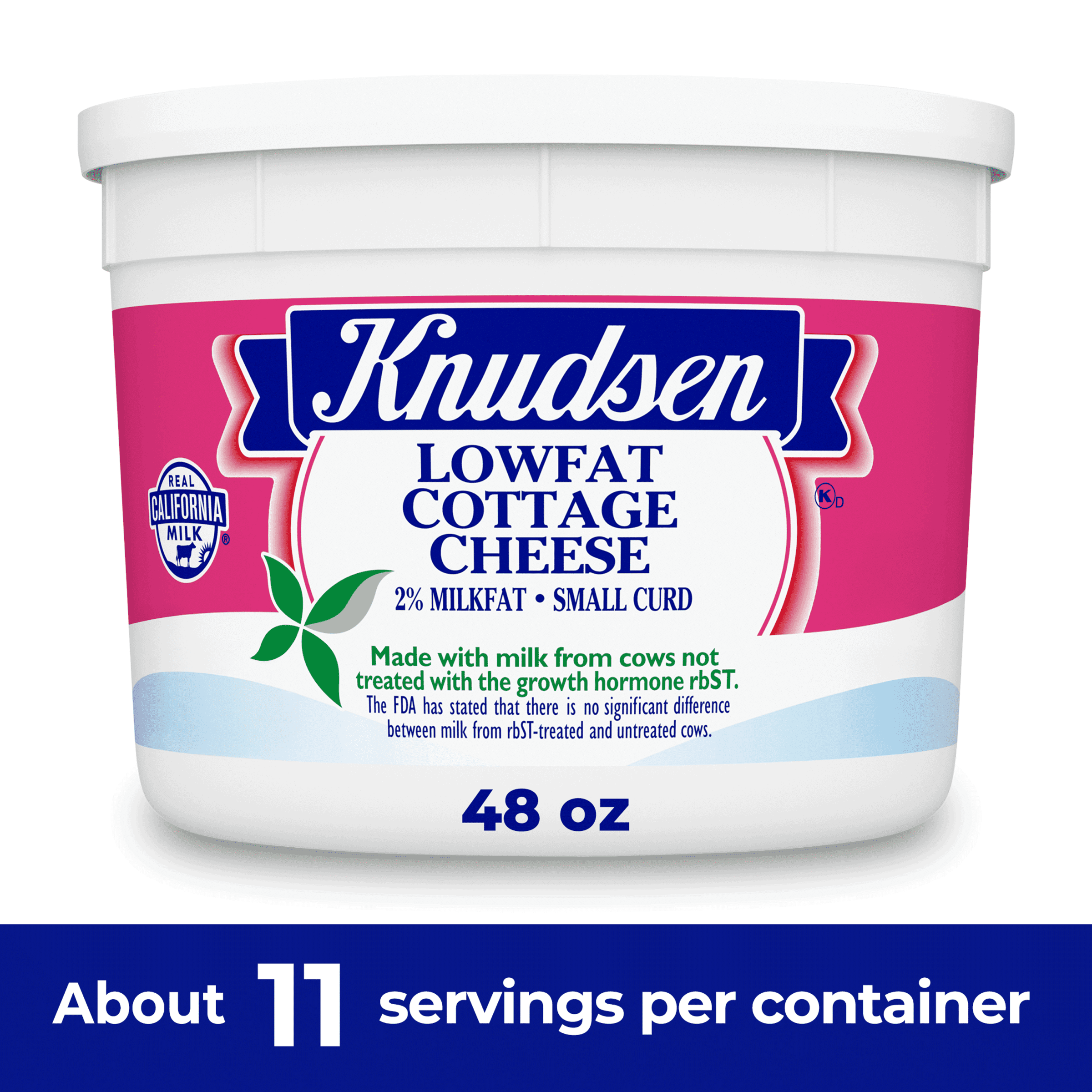 Knudsen Lowfat Small Curd Cottage Cheese with 2% Milkfat, 48 oz Tub