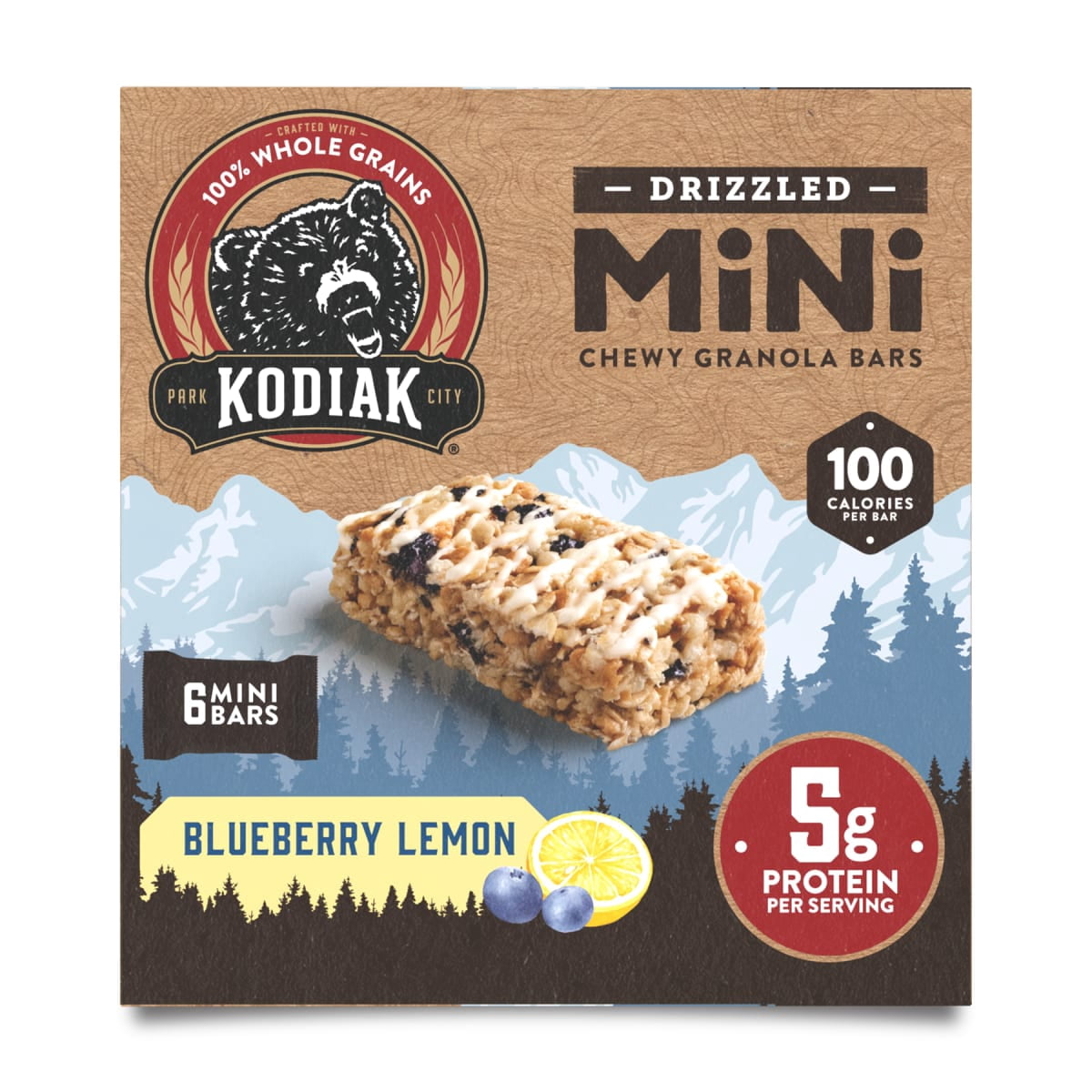 Kodiak Drizzled Mini Blueberry Lemon Chewy Granola Bars, 0.84 oz, 6 Pack