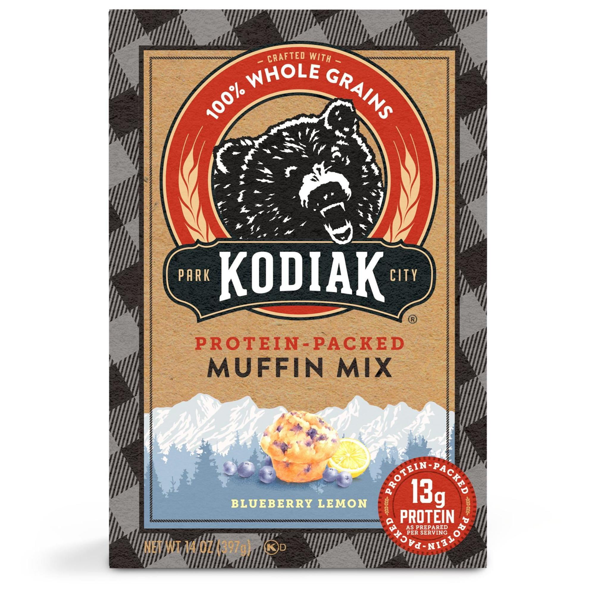 Kodiak Protein Packed Muffin Mix Blueberry Lemon, 14 oz Box