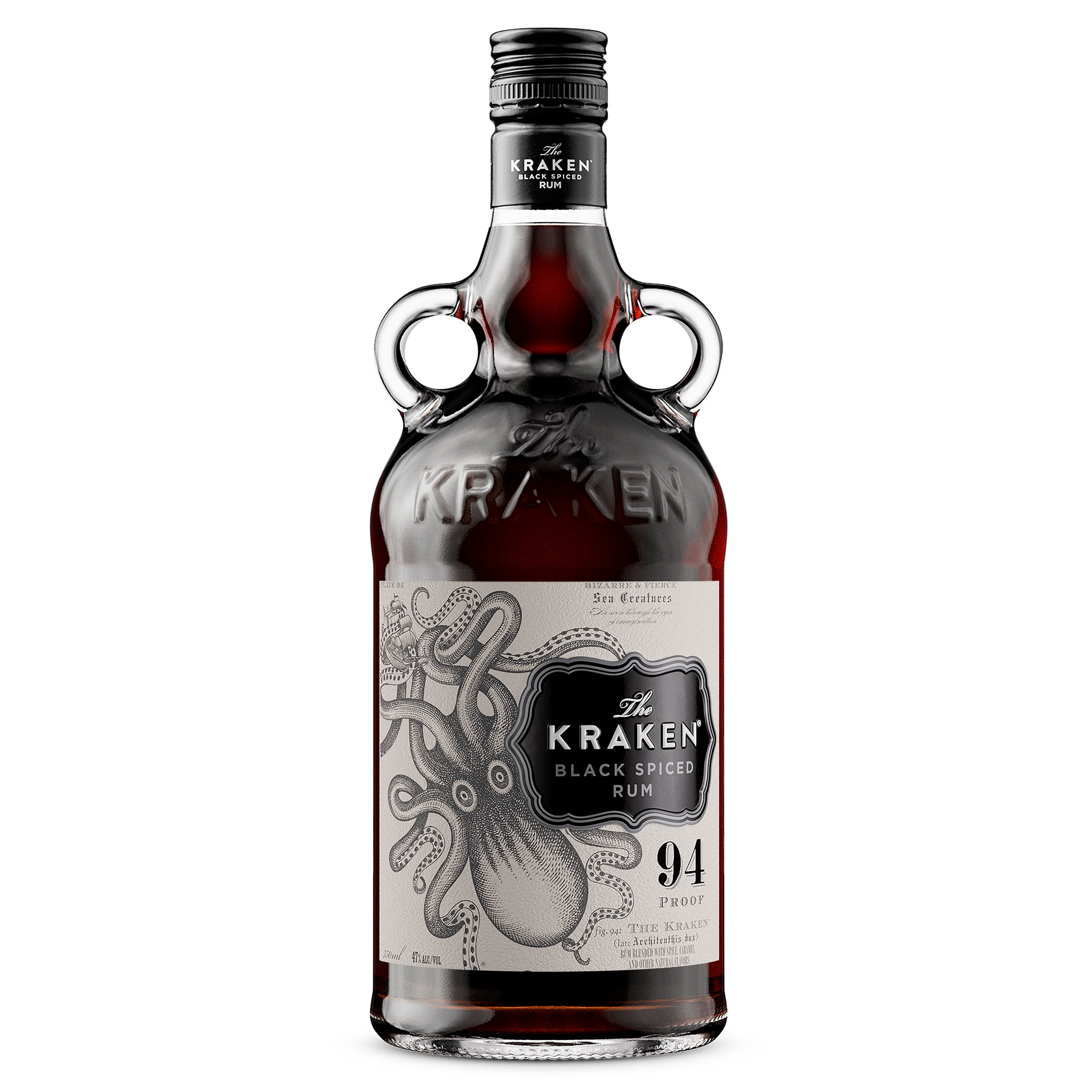 Kraken Rum Black Spiced Rum 94 Proof, 750 ml Glass Bottle, 47% ABV