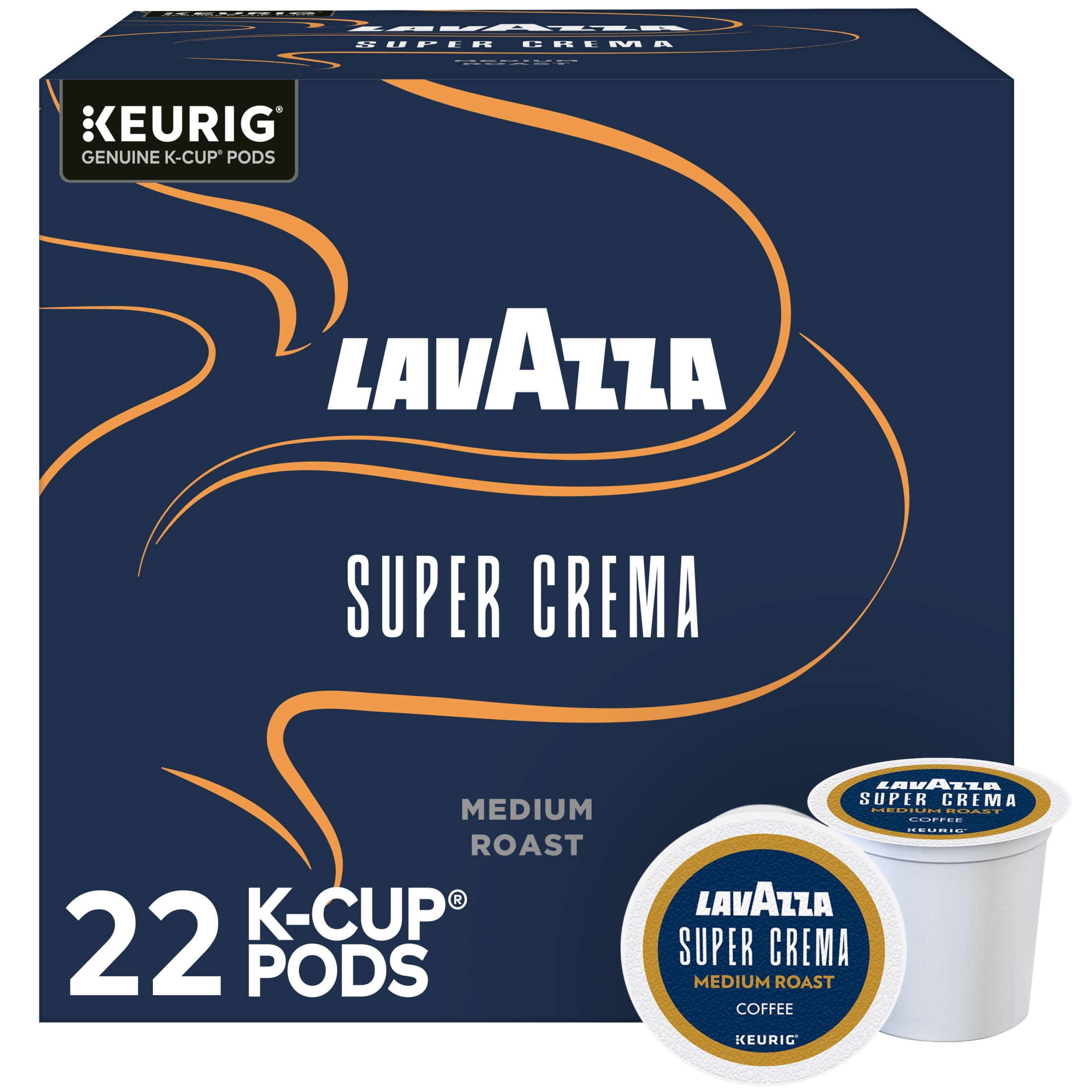 Lavazza, Super Crema Medium Espresso Roast K-Cup Coffee Pods, 22 Count