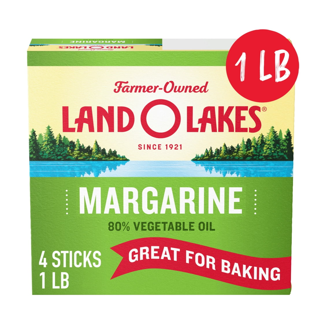 Land O Lakes Margarine, Made with Vegetable Oil, 4 Sticks, 1 lb Pack