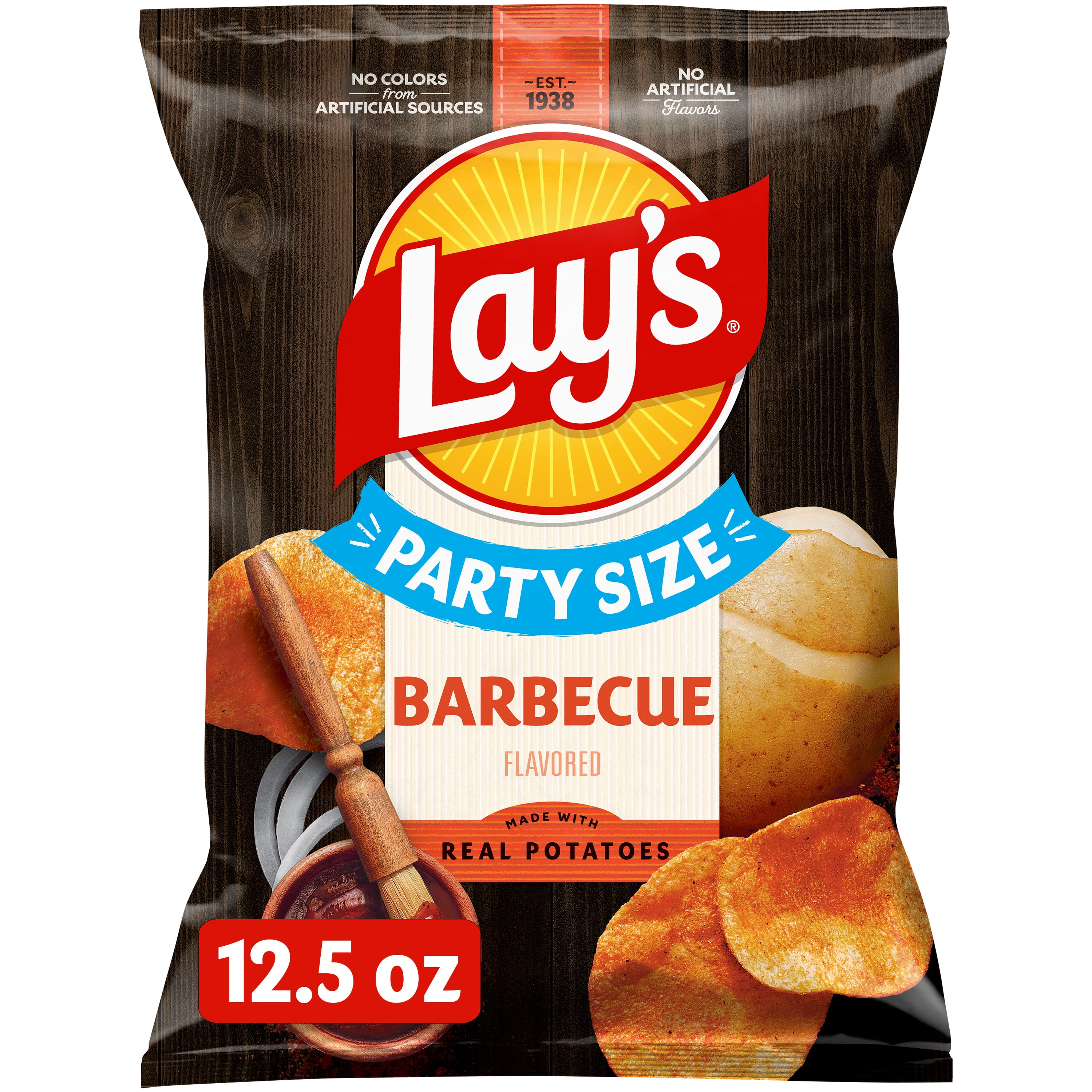 Lay's Barbecue Flavored Potato Chips, Party Size, 12.5 oz Bag