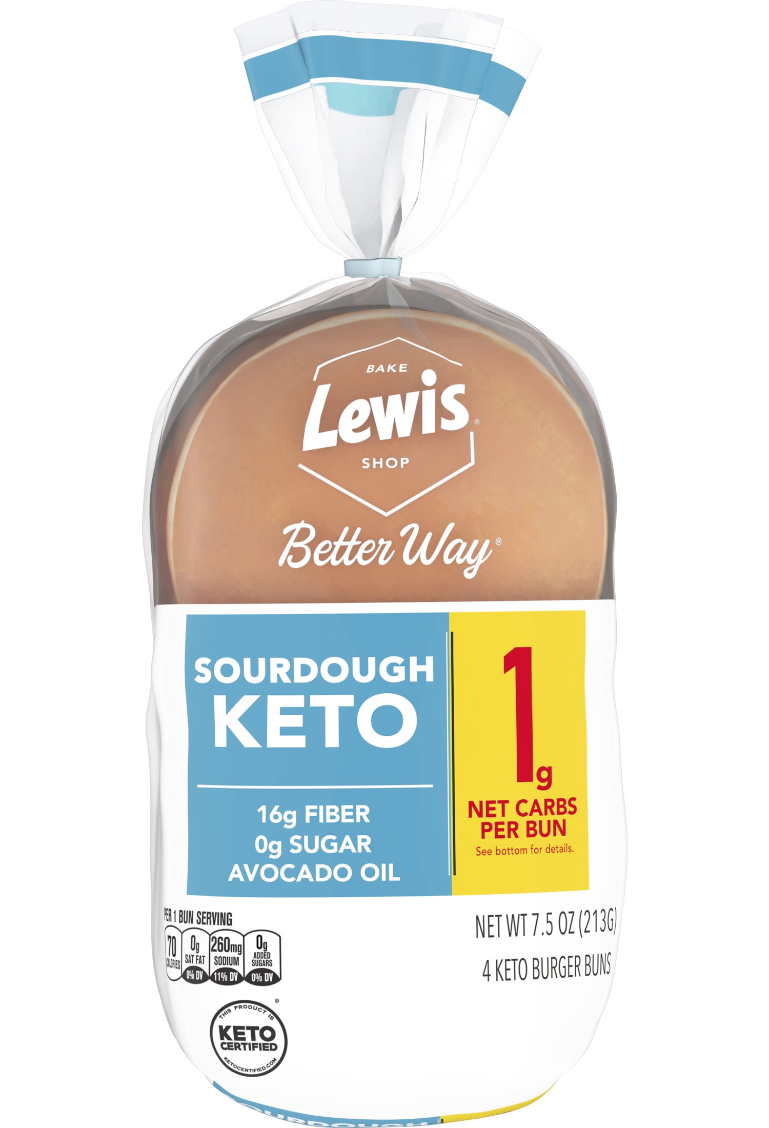 Lewis Bake Shop Better Way Sourdough Keto Burger Buns, 7.5 oz, 4 Count