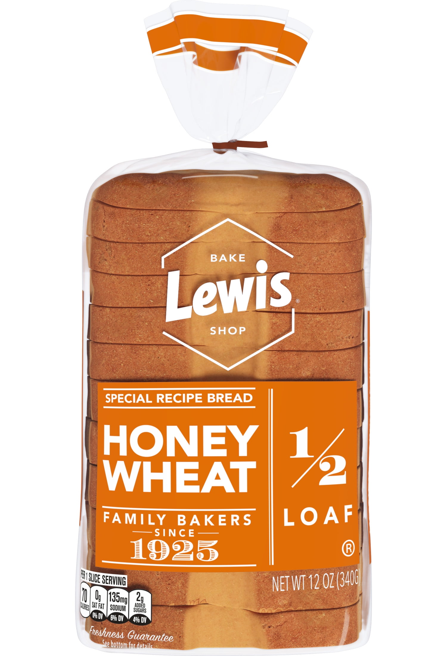 Lewis Bake Shop Honey Wheat Half Loaf Bread, 1/2 Loaf, 12 oz