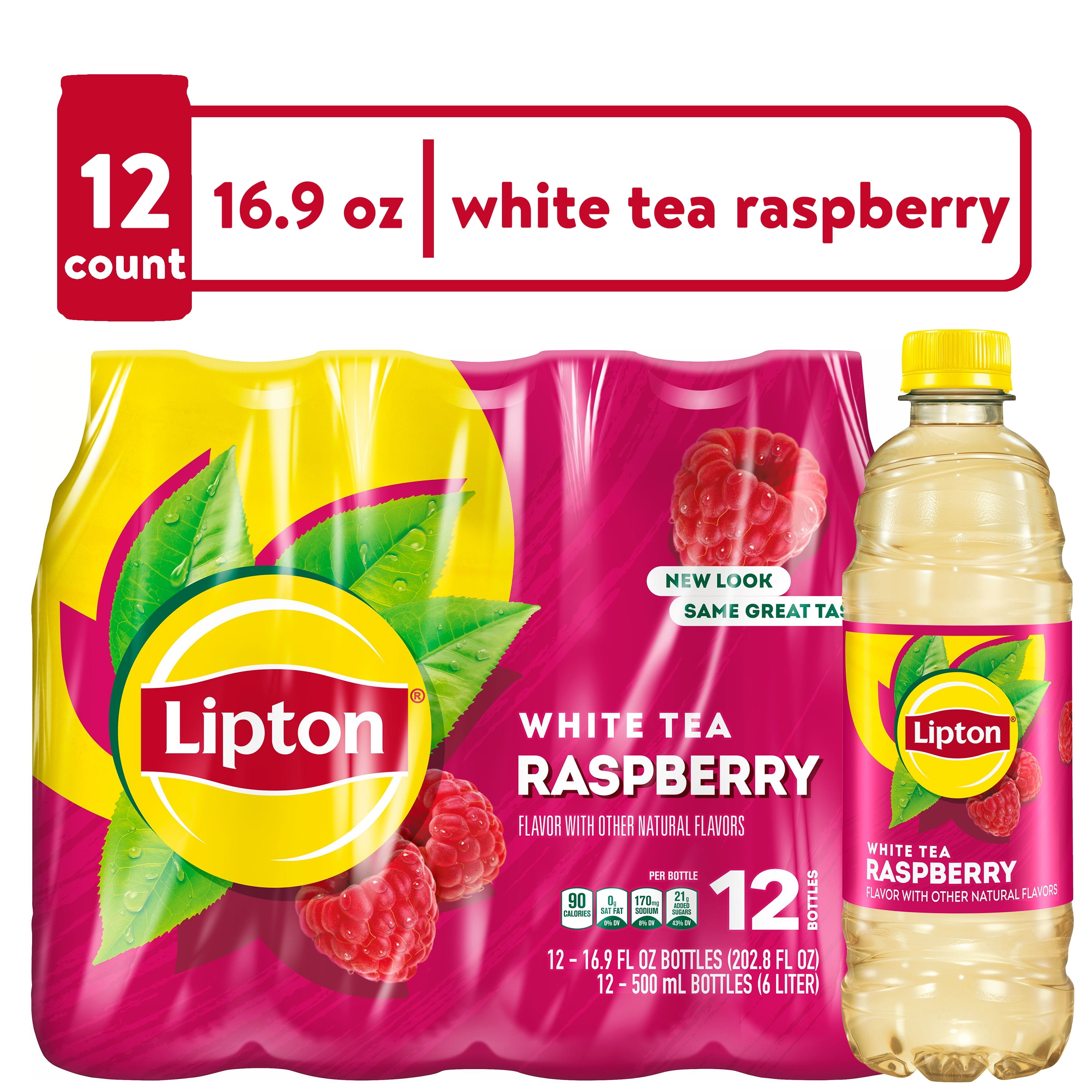 Lipton Raspberry White Iced Tea, 16.9 fl oz, 12 Count