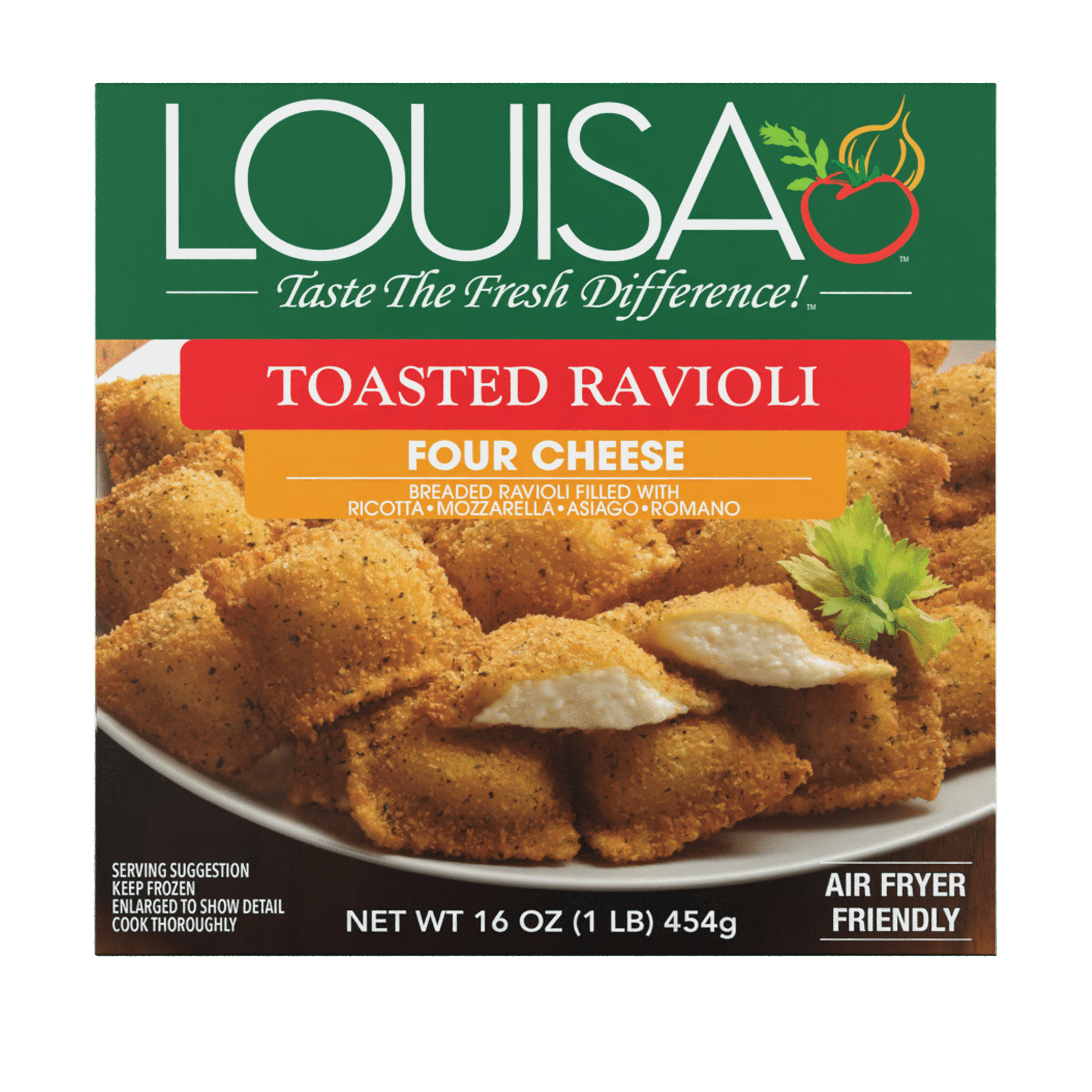 Louisa Four Cheese Toasted Ravioli, 16 oz Box Frozen Pasta Appetizer with Italian Breadcrumbs, Quick Family Dinner