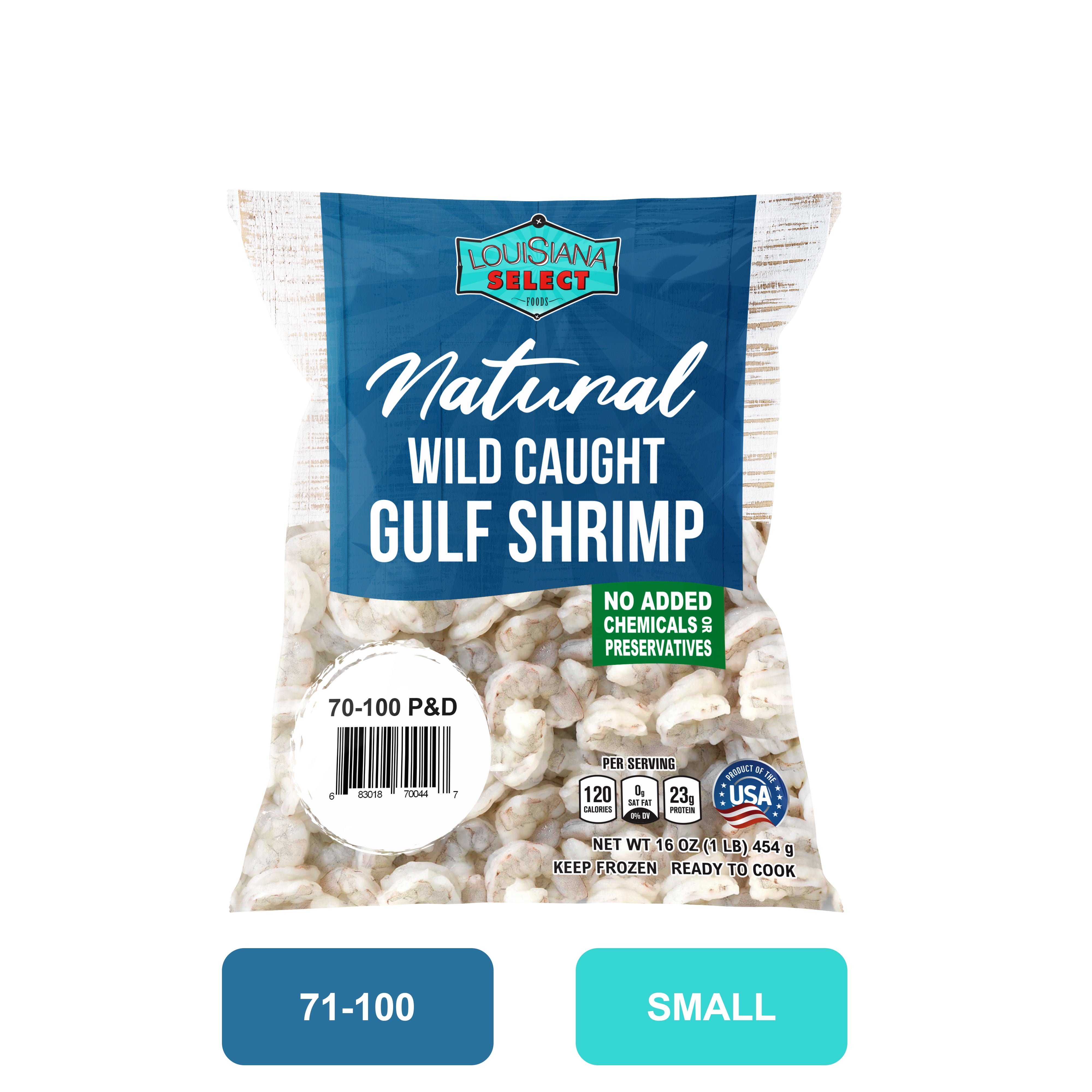Louisiana Select Wild Gulf Shrimp 71-100 Peeled & Deveined All-Natural, 16oz bag