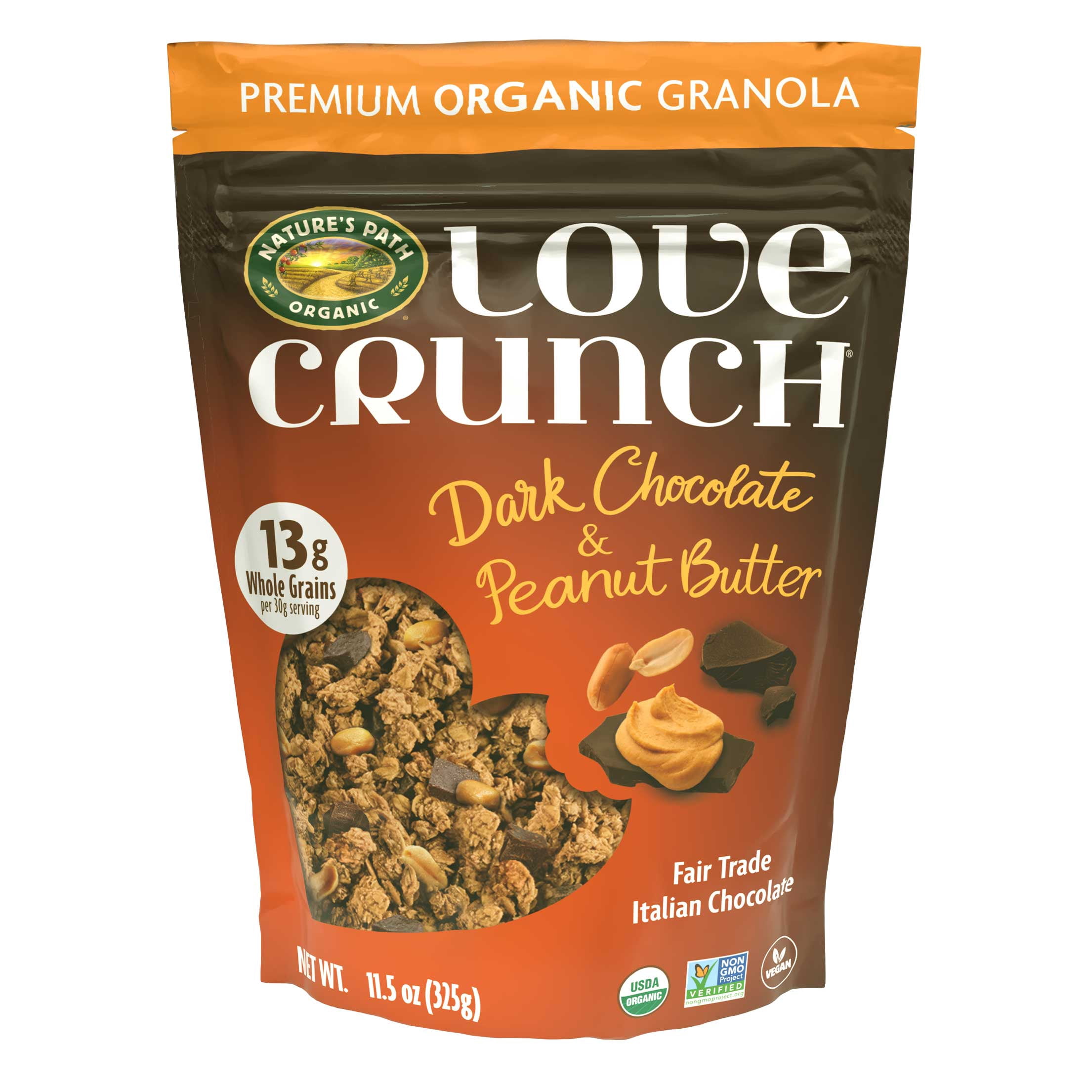 Love Crunch Organic Granola, Dark Chocolate & Peanut Butter, 11.5oz Pouch