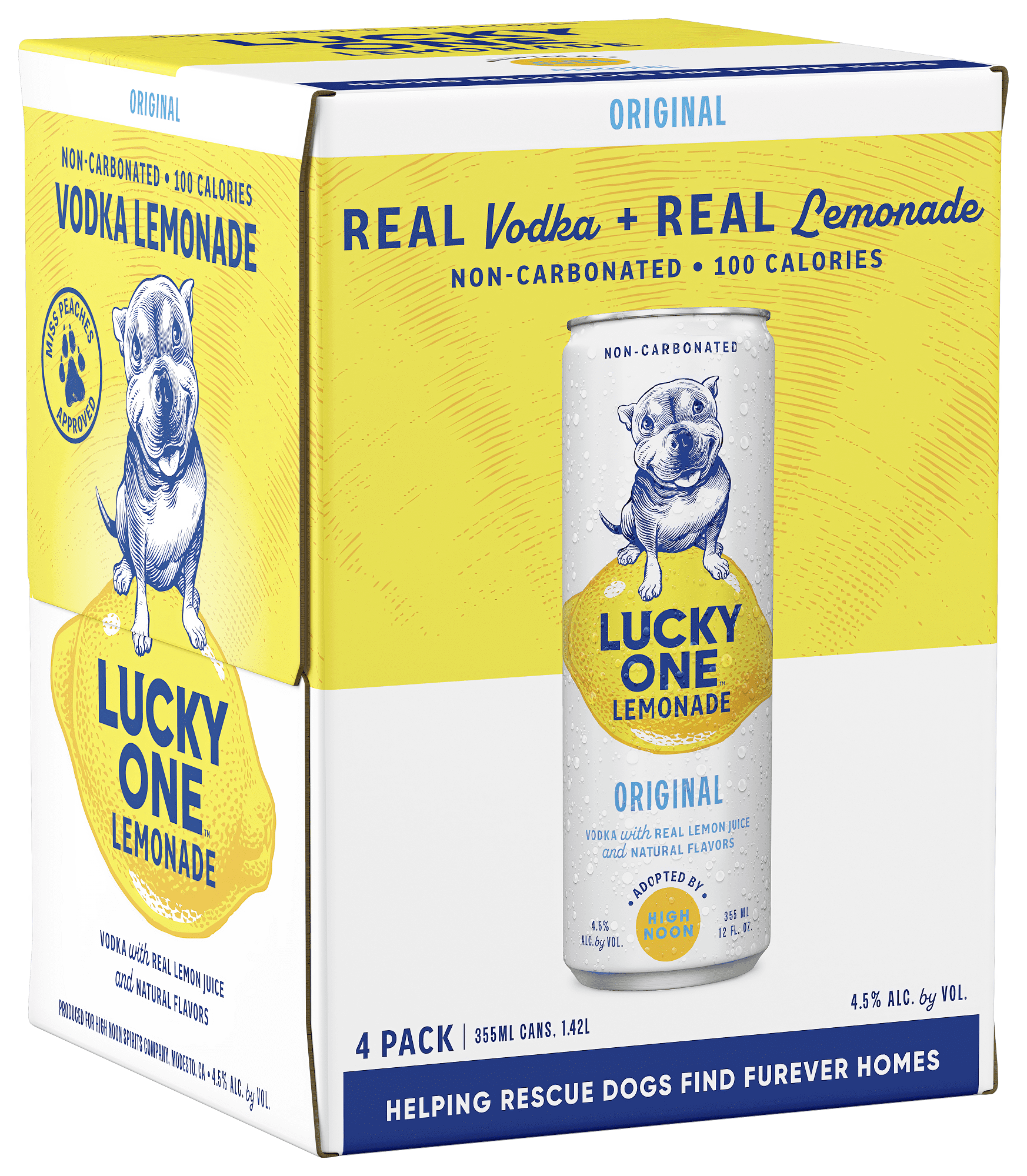 Lucky One Original Vodka Lemonade, 4 Pack, 12 fl oz Single Serve Cans, 355ml Serving Size
