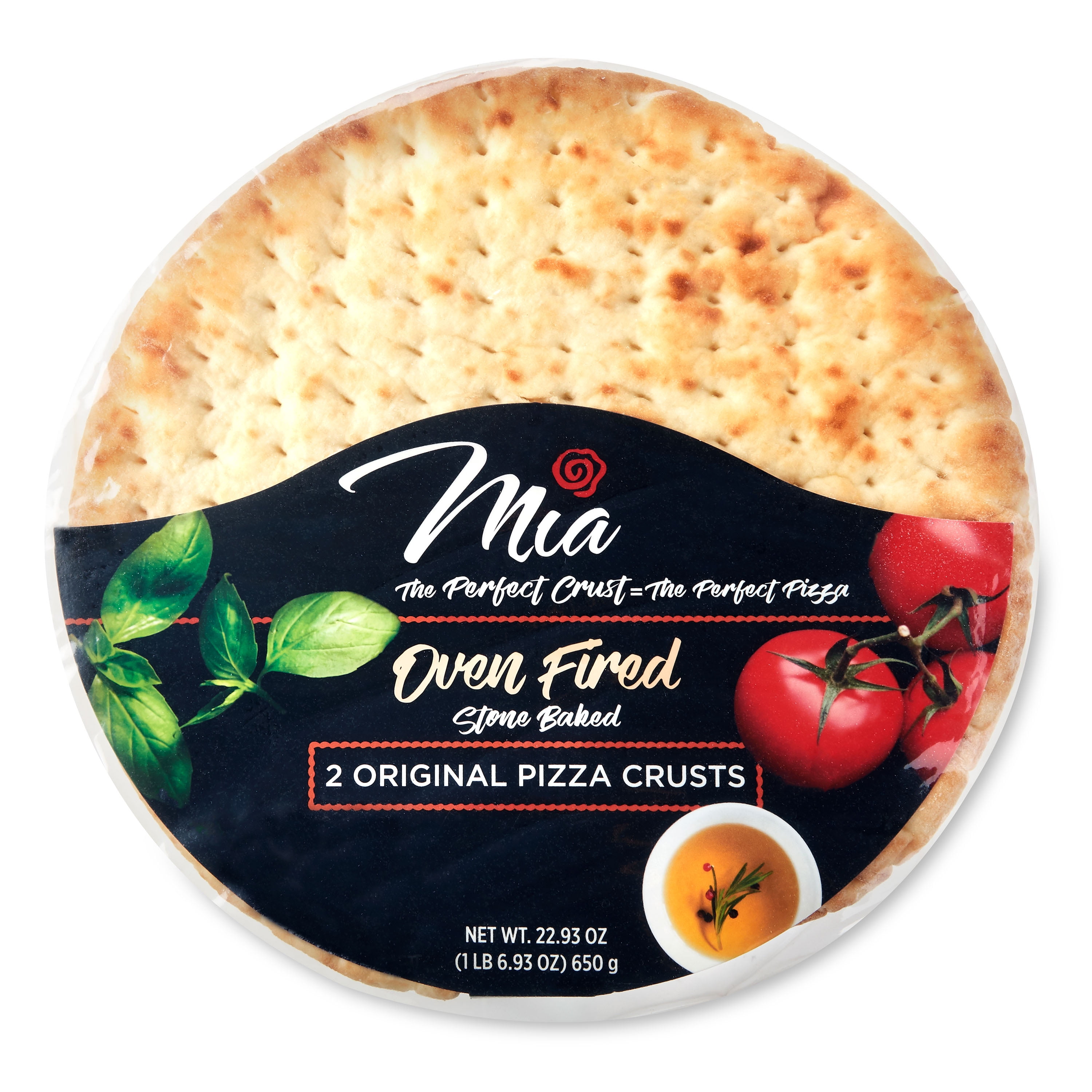 MIA brand 12" Oven Fired, Stone-Baked Original Pizza Crust, 22.93 ounces, 2 Count