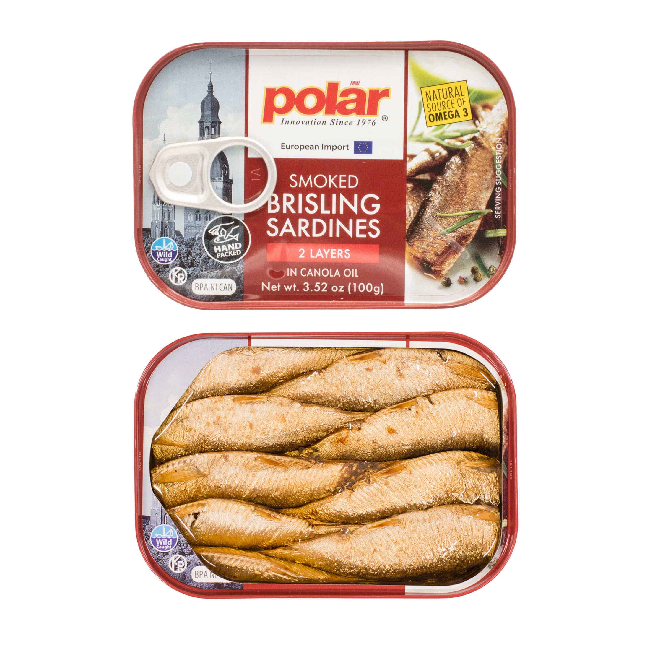 MW Polar, Smoked Brisling Sardines in Canola Oil, 3.53 oz