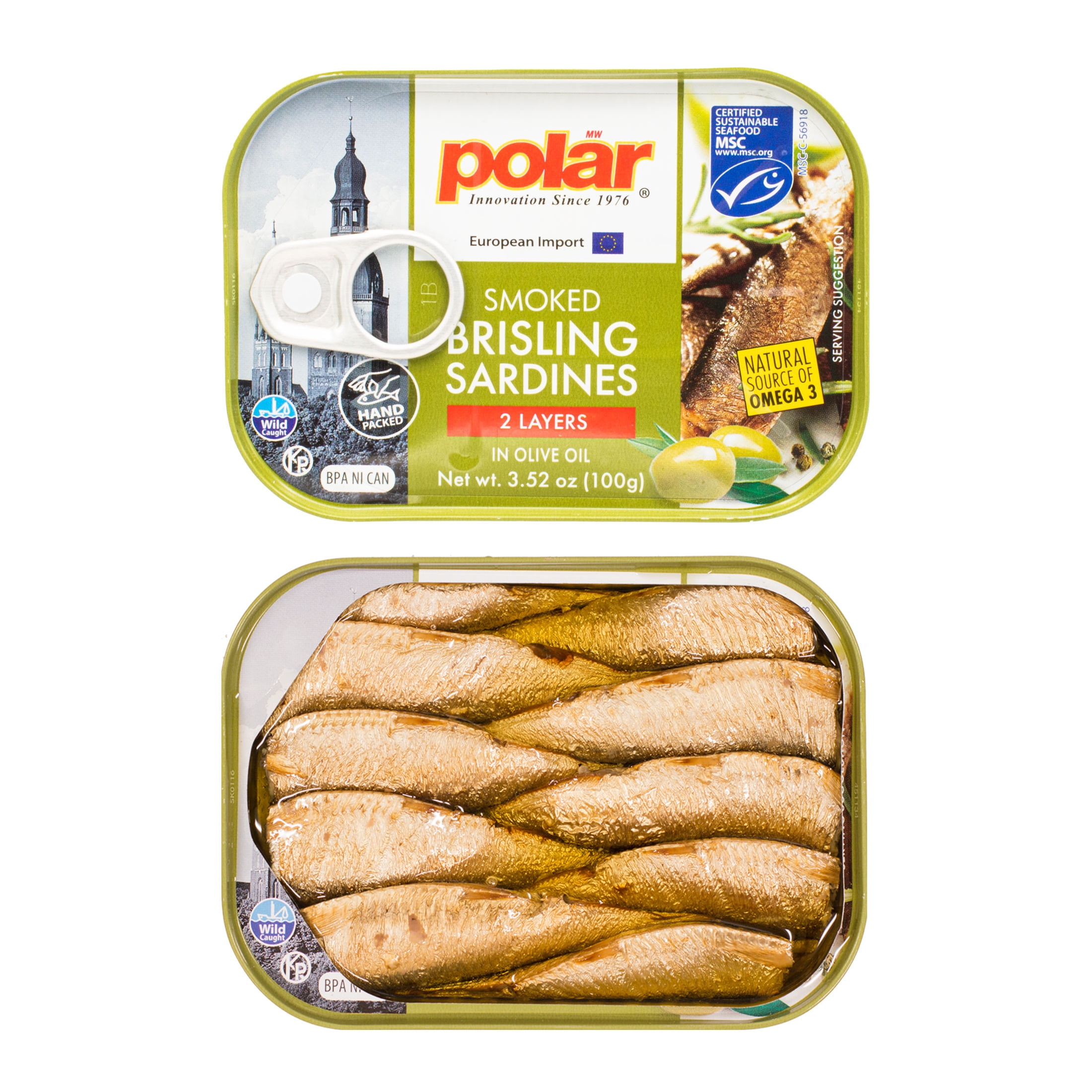 MW Polar, Smoked Brisling Sardines in Olive Oil, 3.53 oz