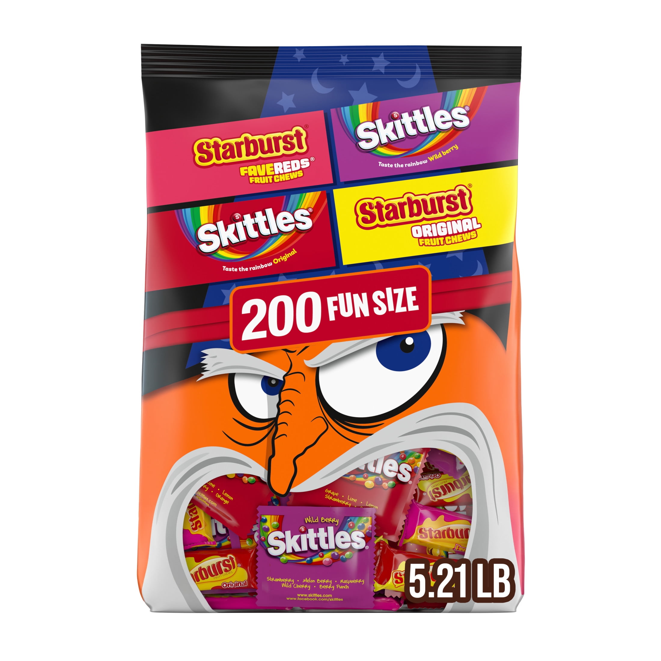 Skittles & Starburst Fun Size Chewy Halloween Candy Variety Pack - 200 Ct Bulk Bag