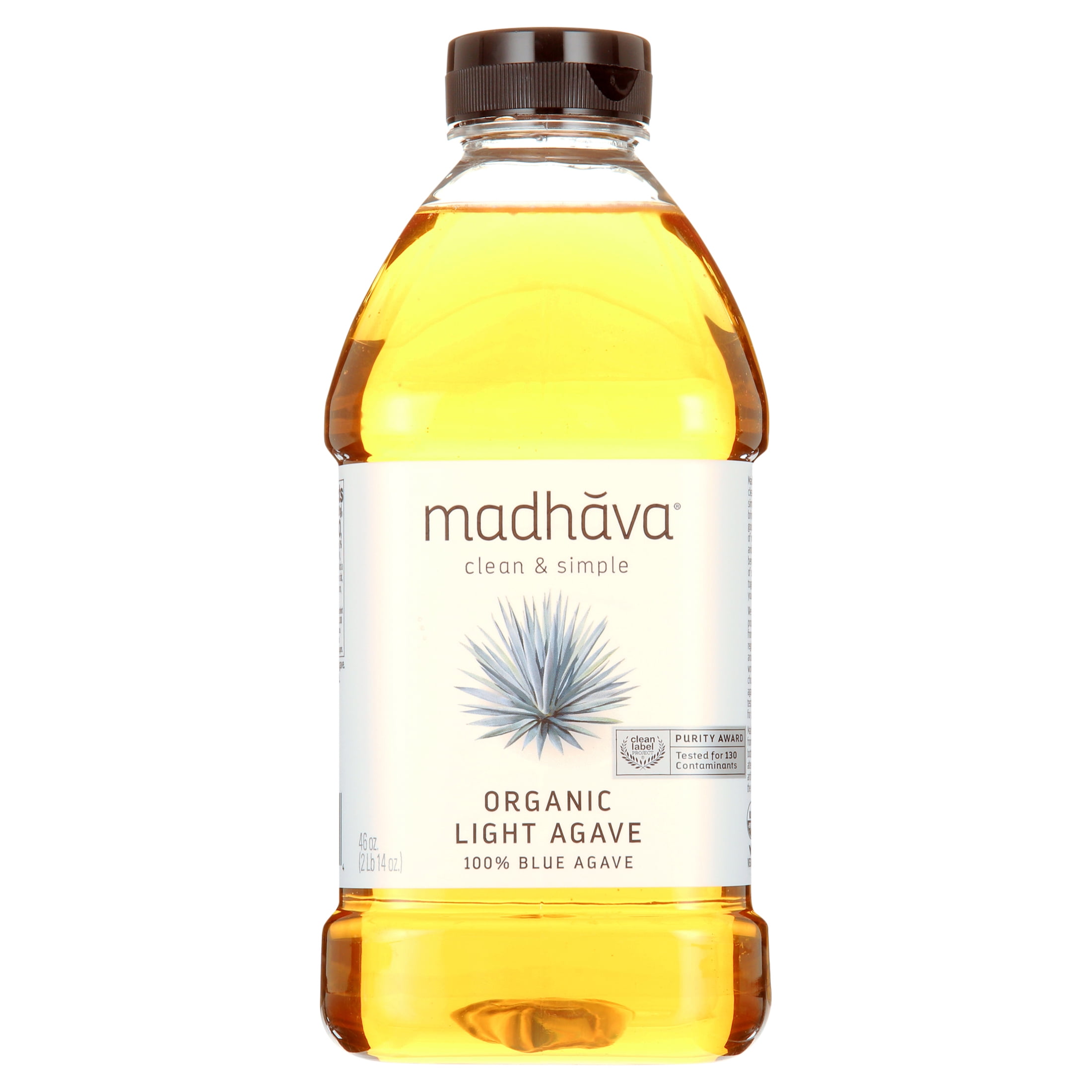 Madhava Organic Light Agave, 100% Blue Agave Sweetener Sugar Substitute, 46 oz