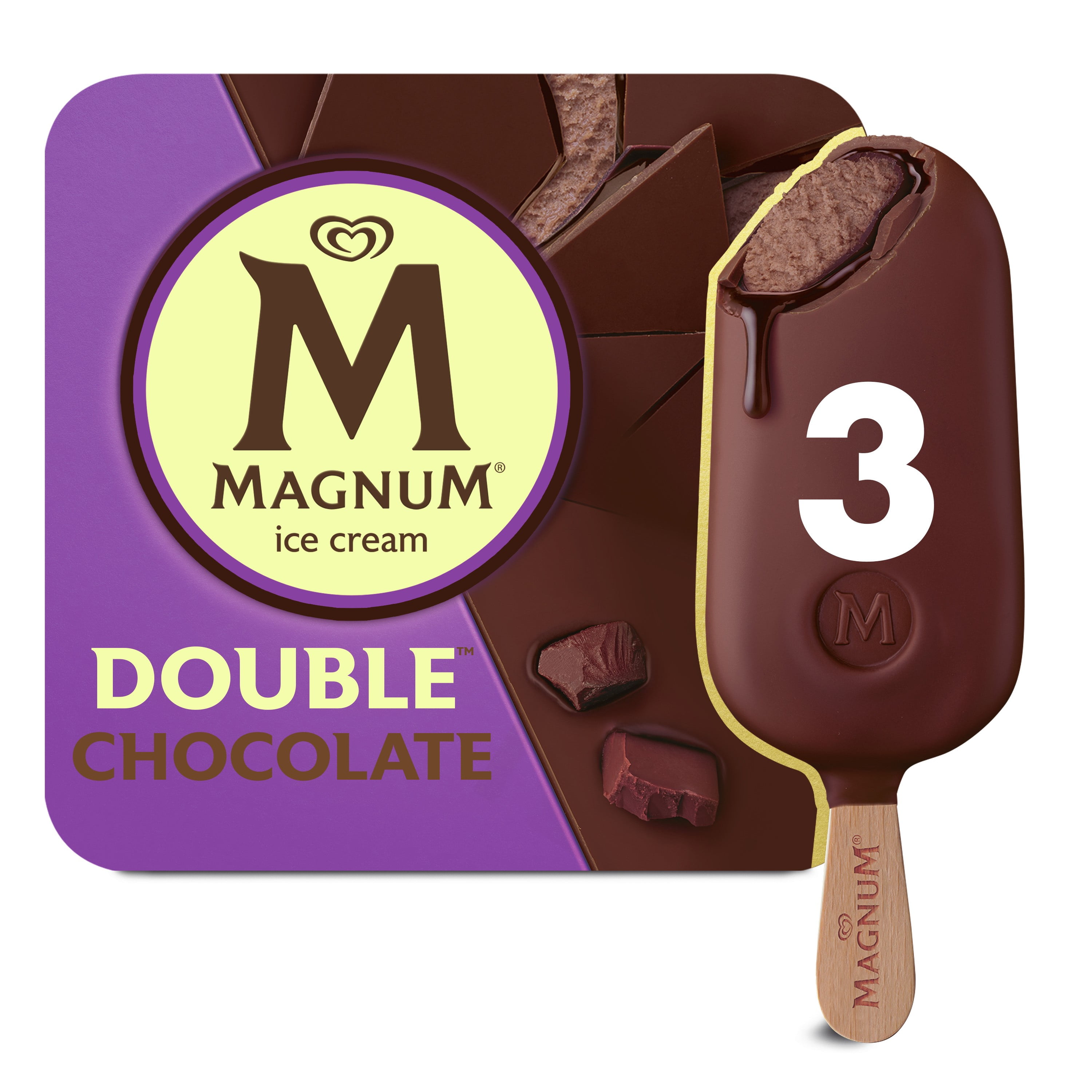 Magnum Double Chocolate Creamy Ice Cream Bars Kosher Milk, 3 Count