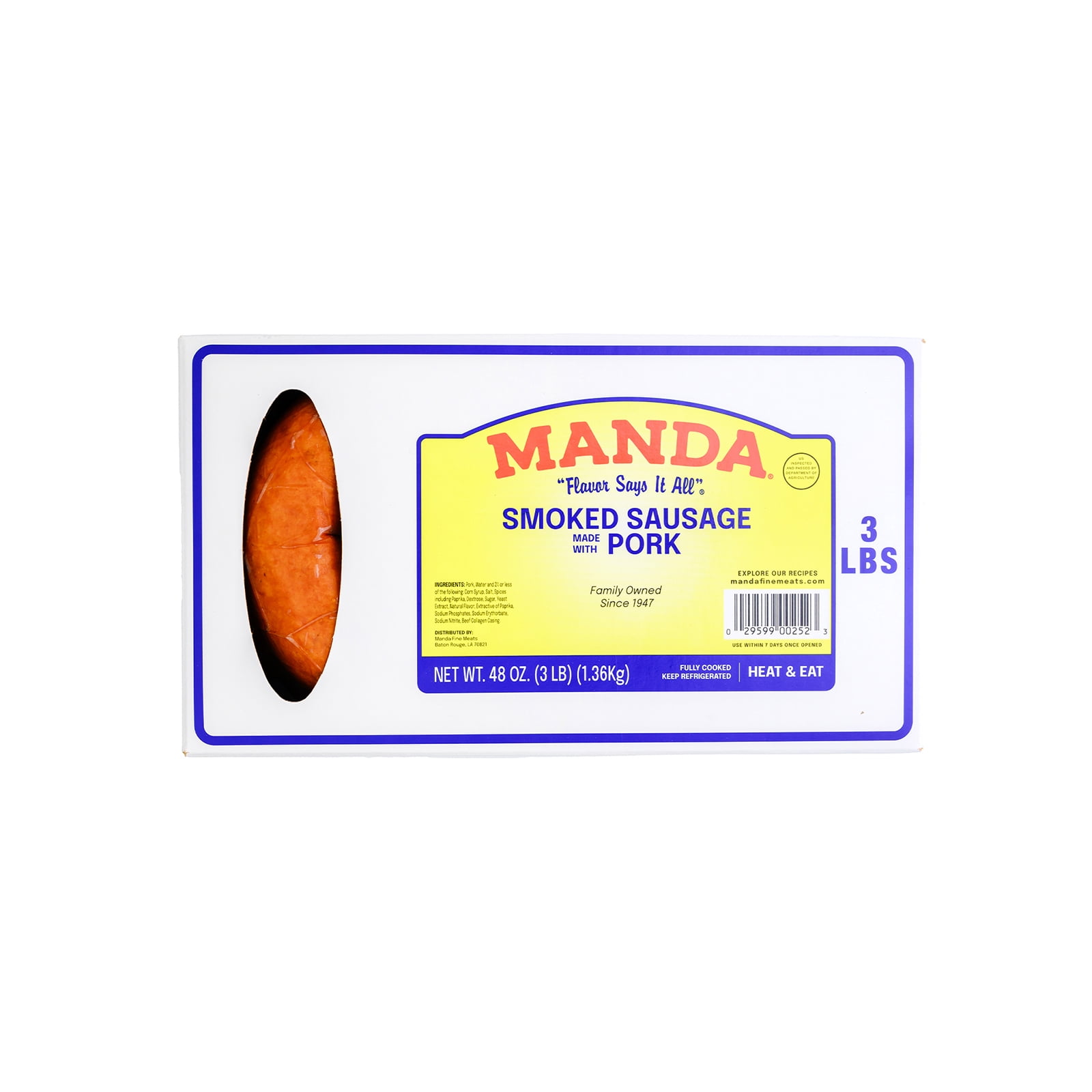 Manda Smoked Pork Sausage, Rope Style, 3 lb (Refrigerated)