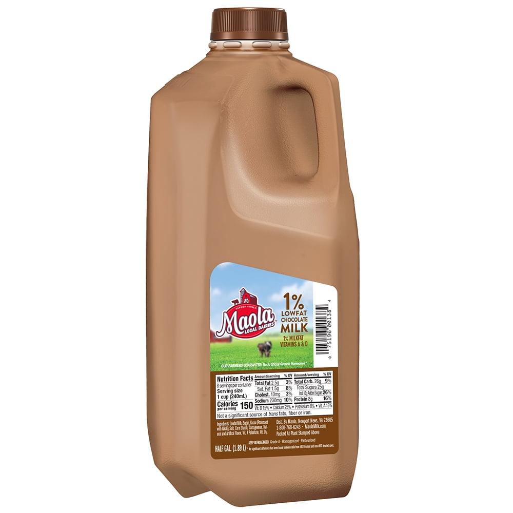 Maola 1% Lowfat Chocolate Milk, Half Gallon
