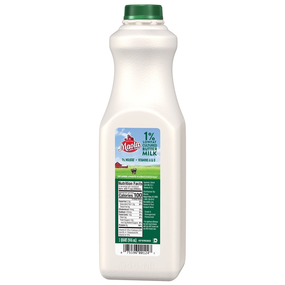 Maola Cultured 1% Low-Fat Buttermilk, 1 Quart, 32oz