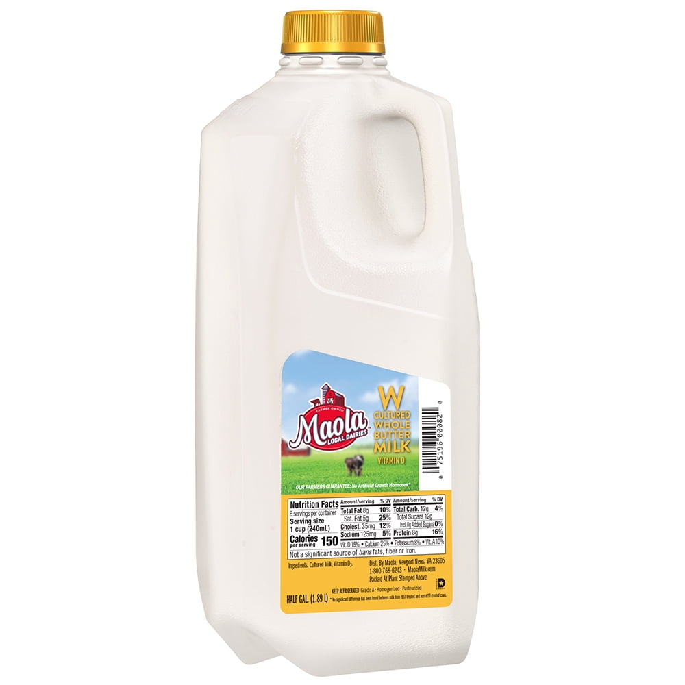 Maola Cultured Whole Buttermilk, Half Gallon