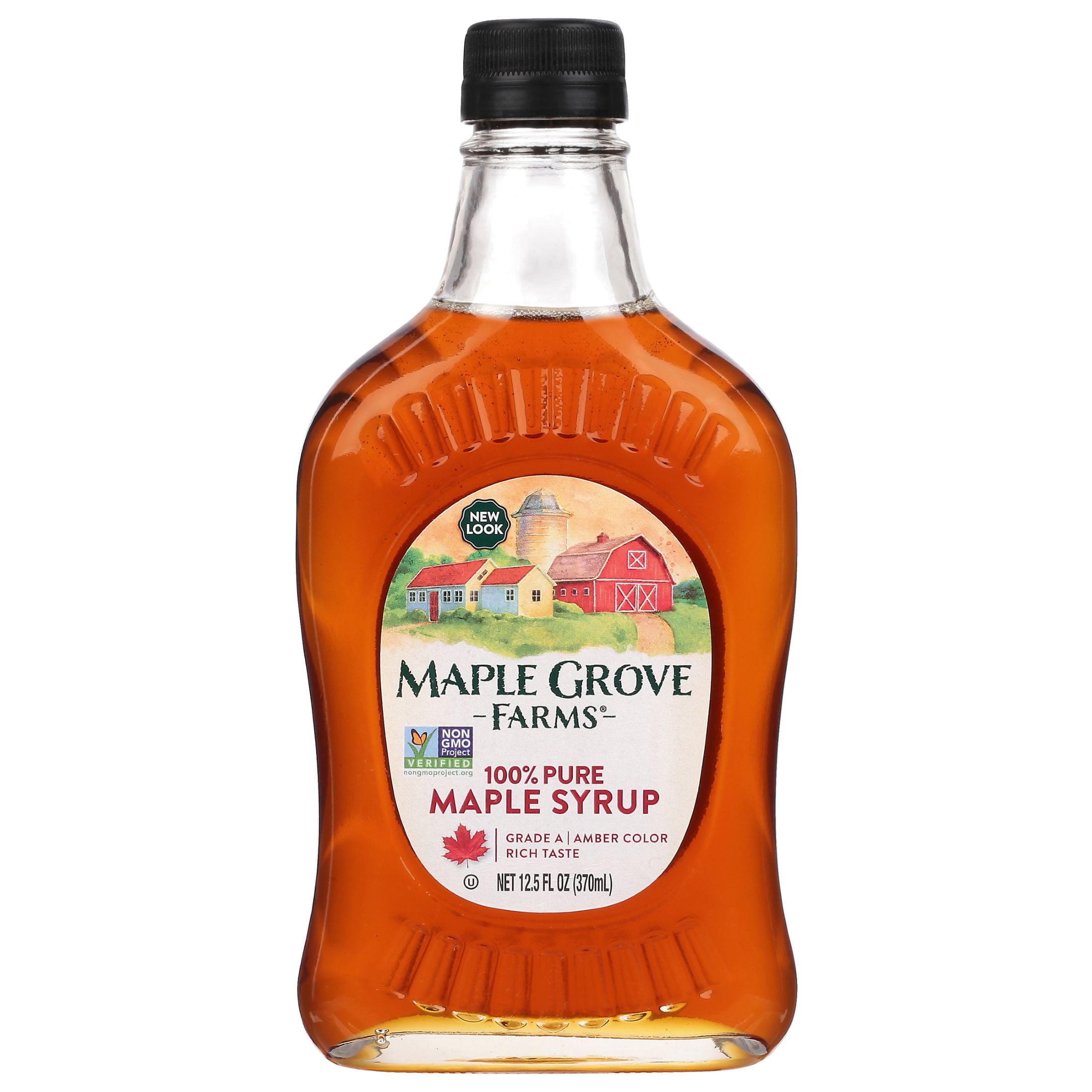 Maple Grove Farms Pure Maple Syrup, Kosher, 12.5 fl oz, Allergen-Free