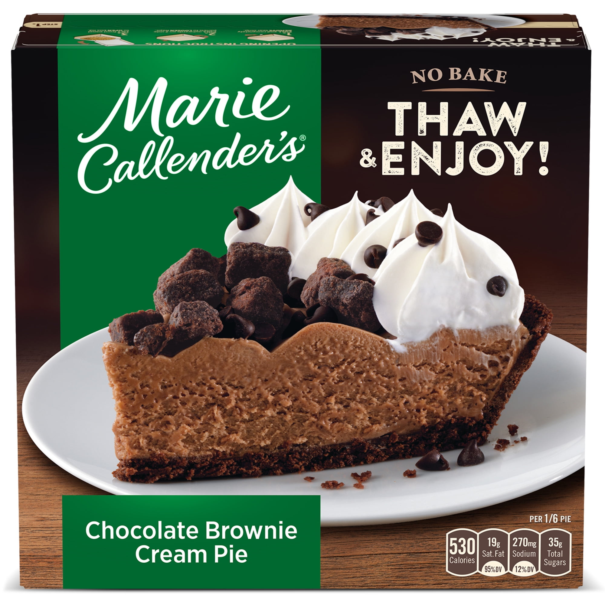 Marie Callender's Chocolate Brownie Cream Pie, Thaw & Serve Frozen Dessert, 25 oz.