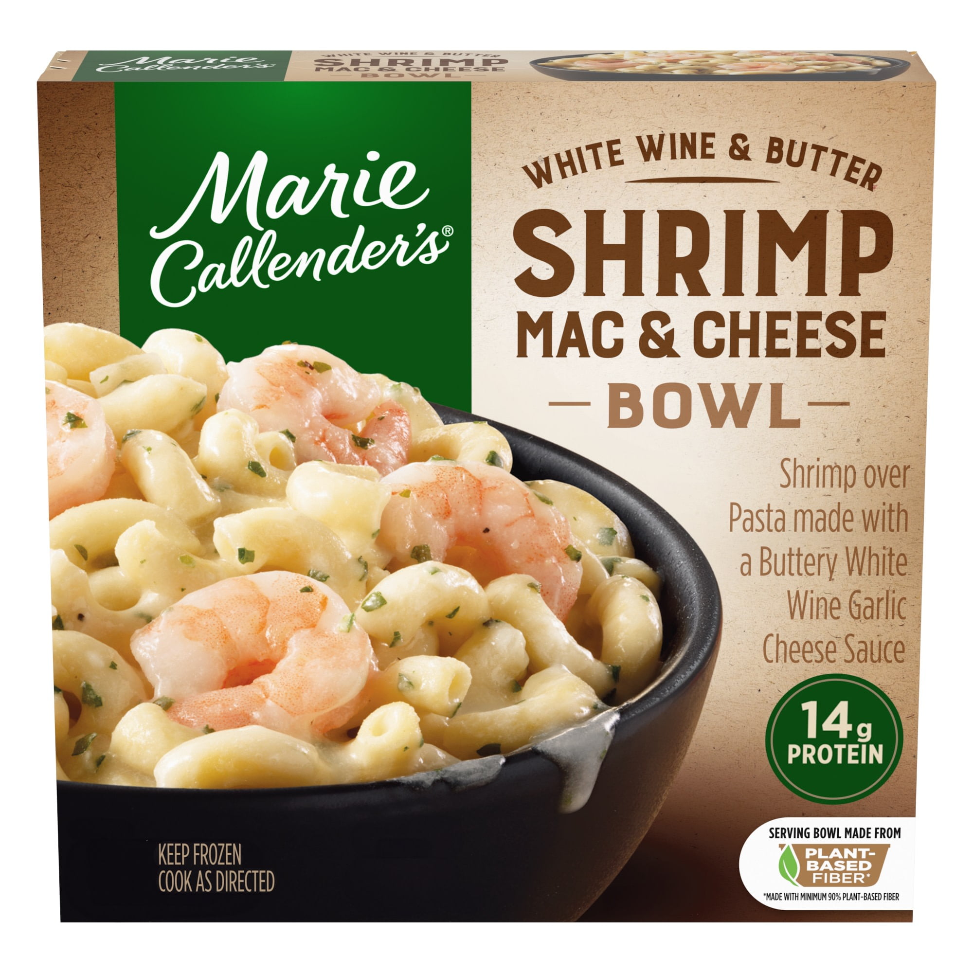 Marie Callender's White Wine & Butter Shrimp Mac & Cheese, Frozen Meal, 10.5 oz. Bowl