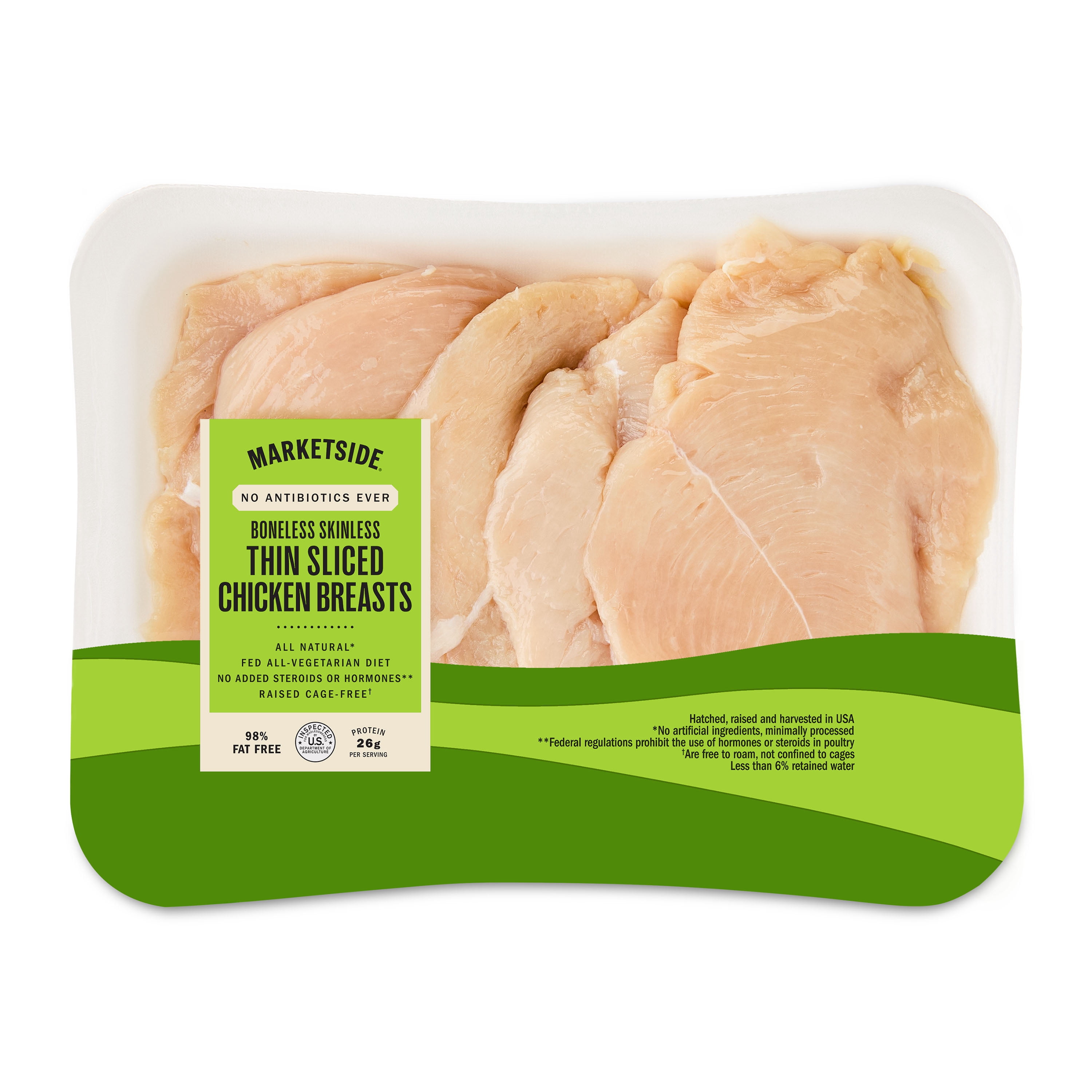 Marketside Antibiotic-Free Thin-Sliced Chicken Breast, 1.1 - 1.7 lb