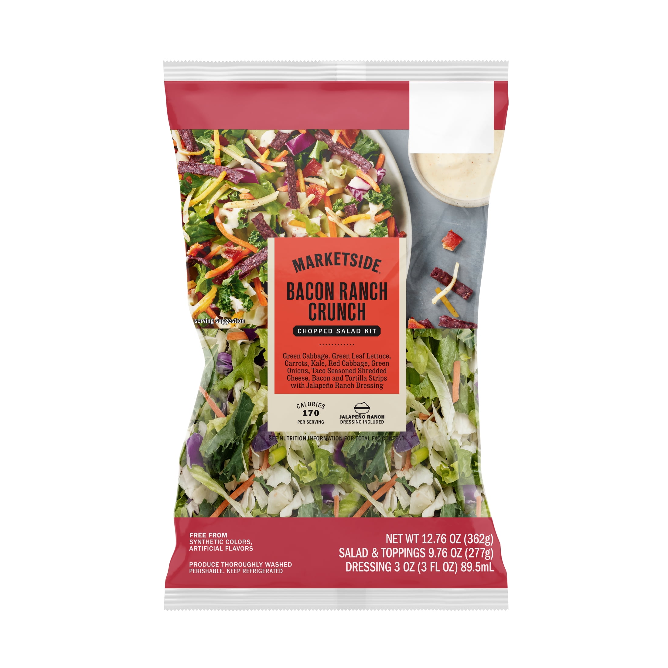 Marketside Bacon Ranch Crunch Chopped Fresh Salad Kit, 12.76 oz, Bag (Fresh)