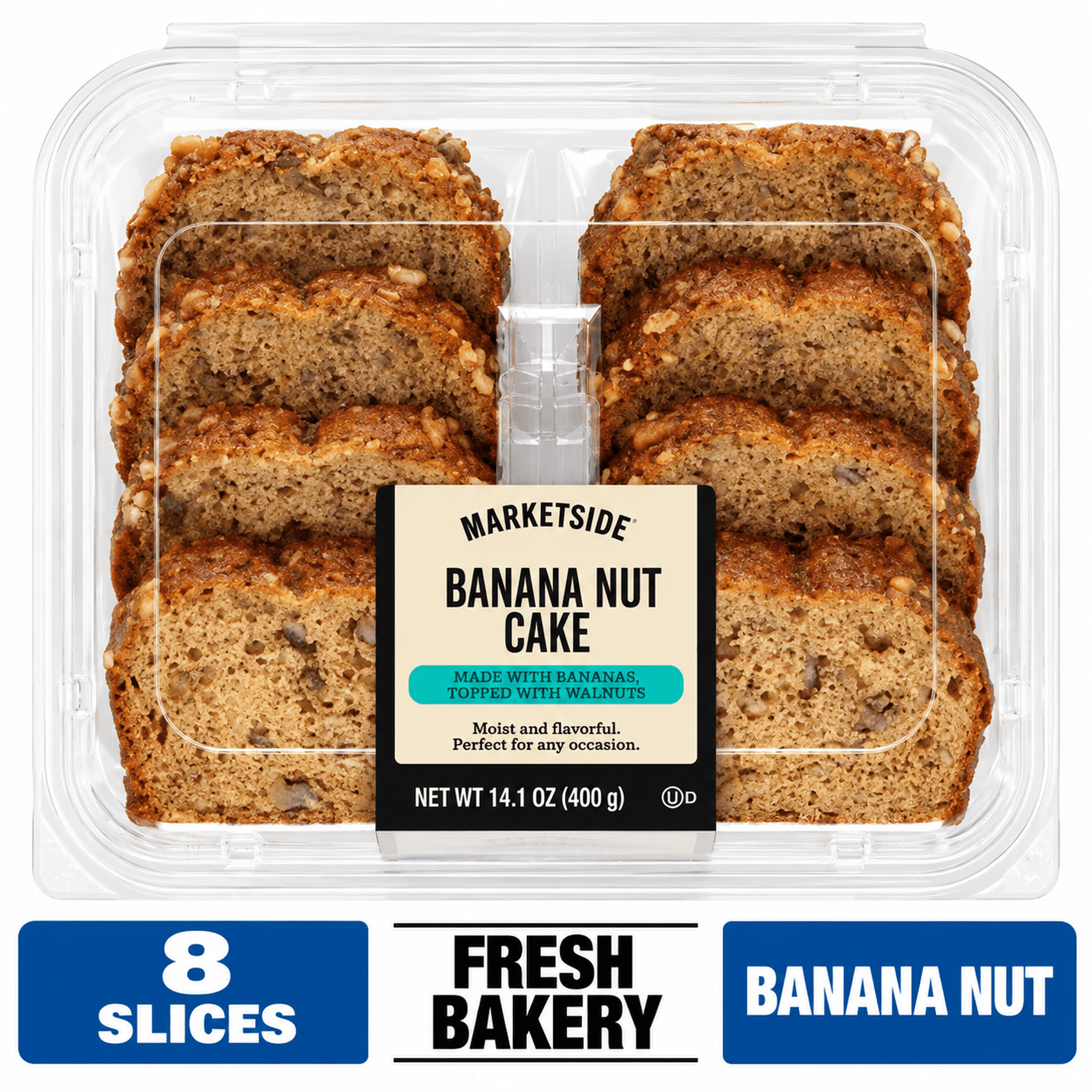Marketside Banana Nut Sliced Cake, 14.1 oz, 8 Count, Shelf-Stable
