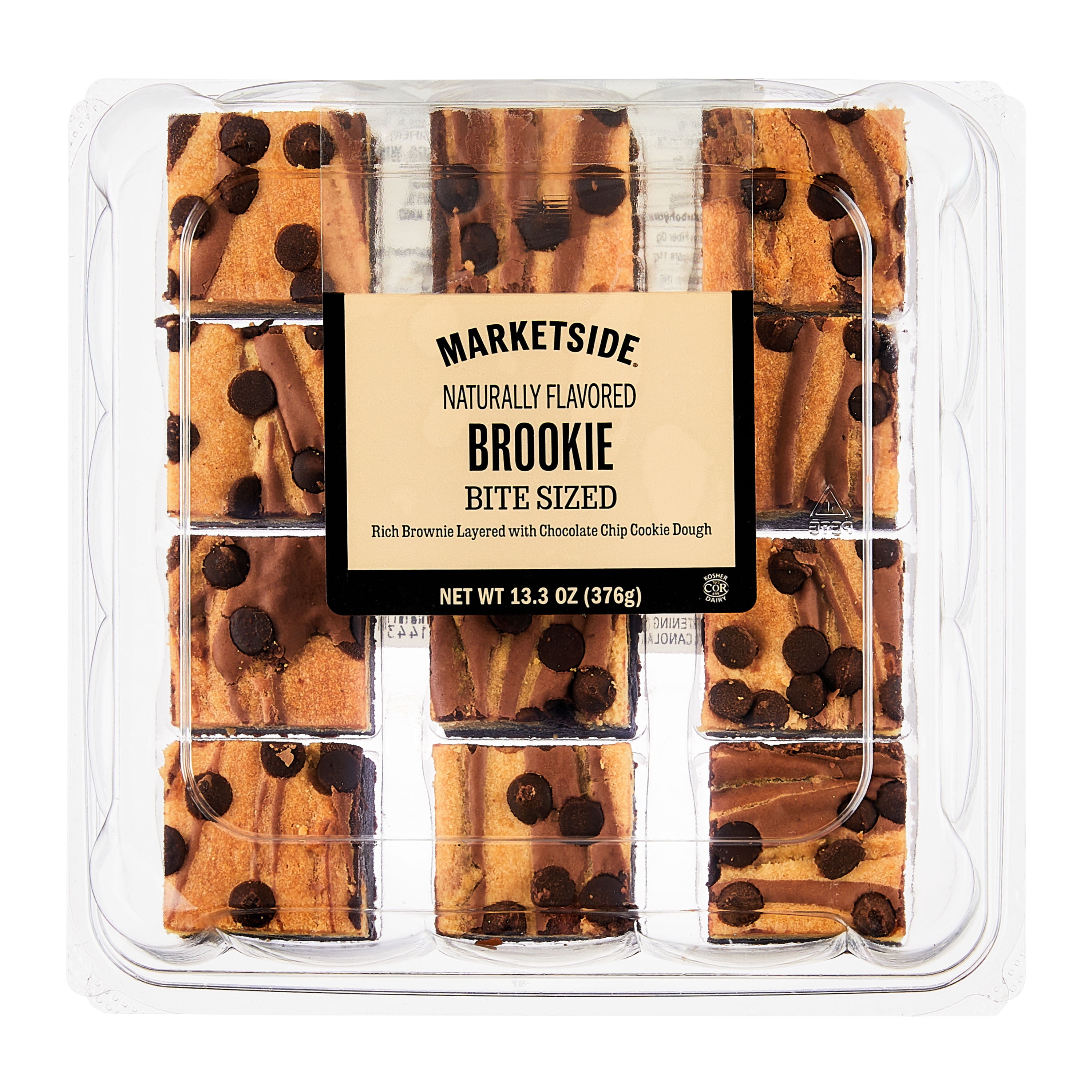 Marketside Bite Sized Brookie Chocolate Chip Brownie Squares, Cakes, 13.3 oz, 12 Count