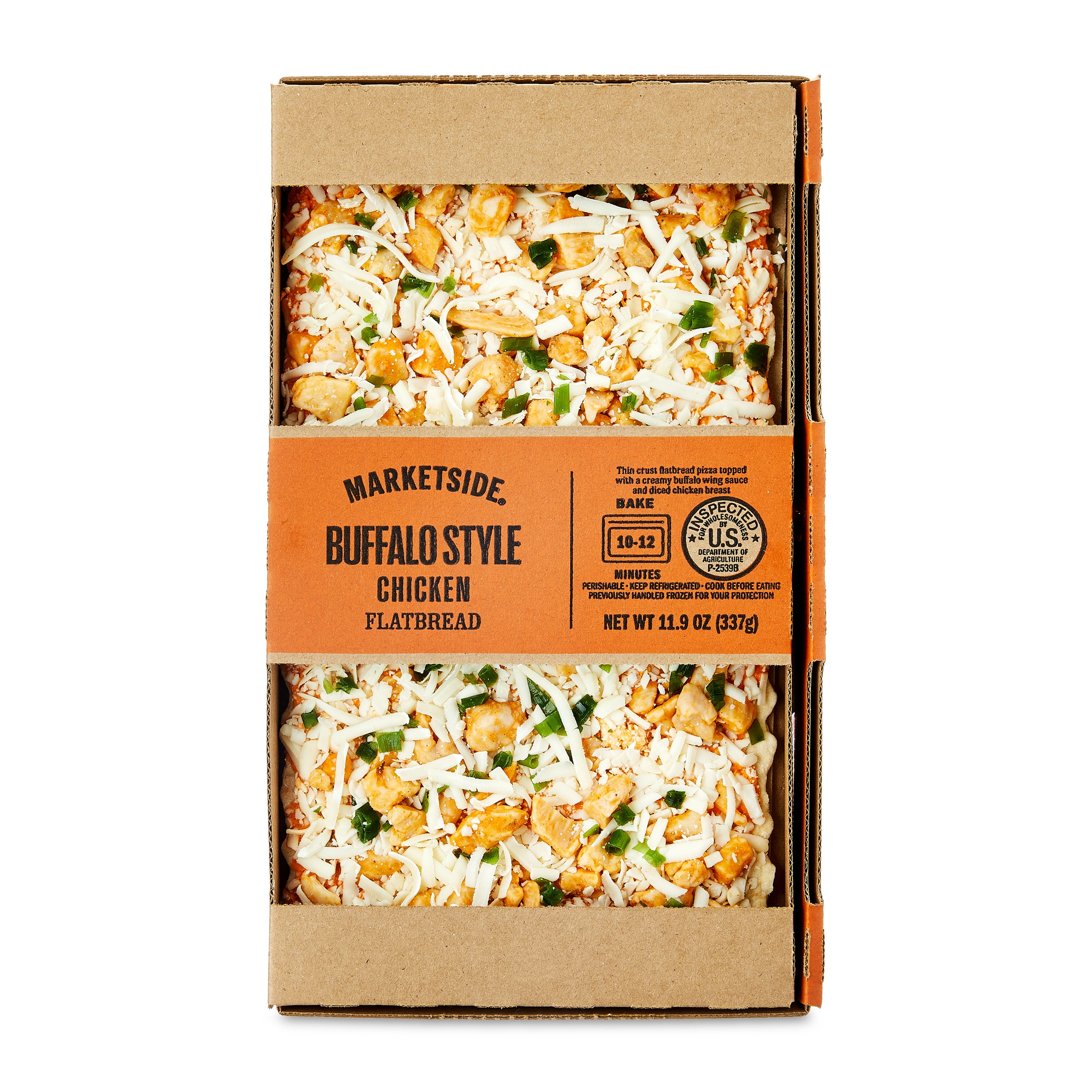 Marketside Buffalo Style Chicken Flatbread Pizza, Buffalo Sauce, 11.9 oz (Fresh)