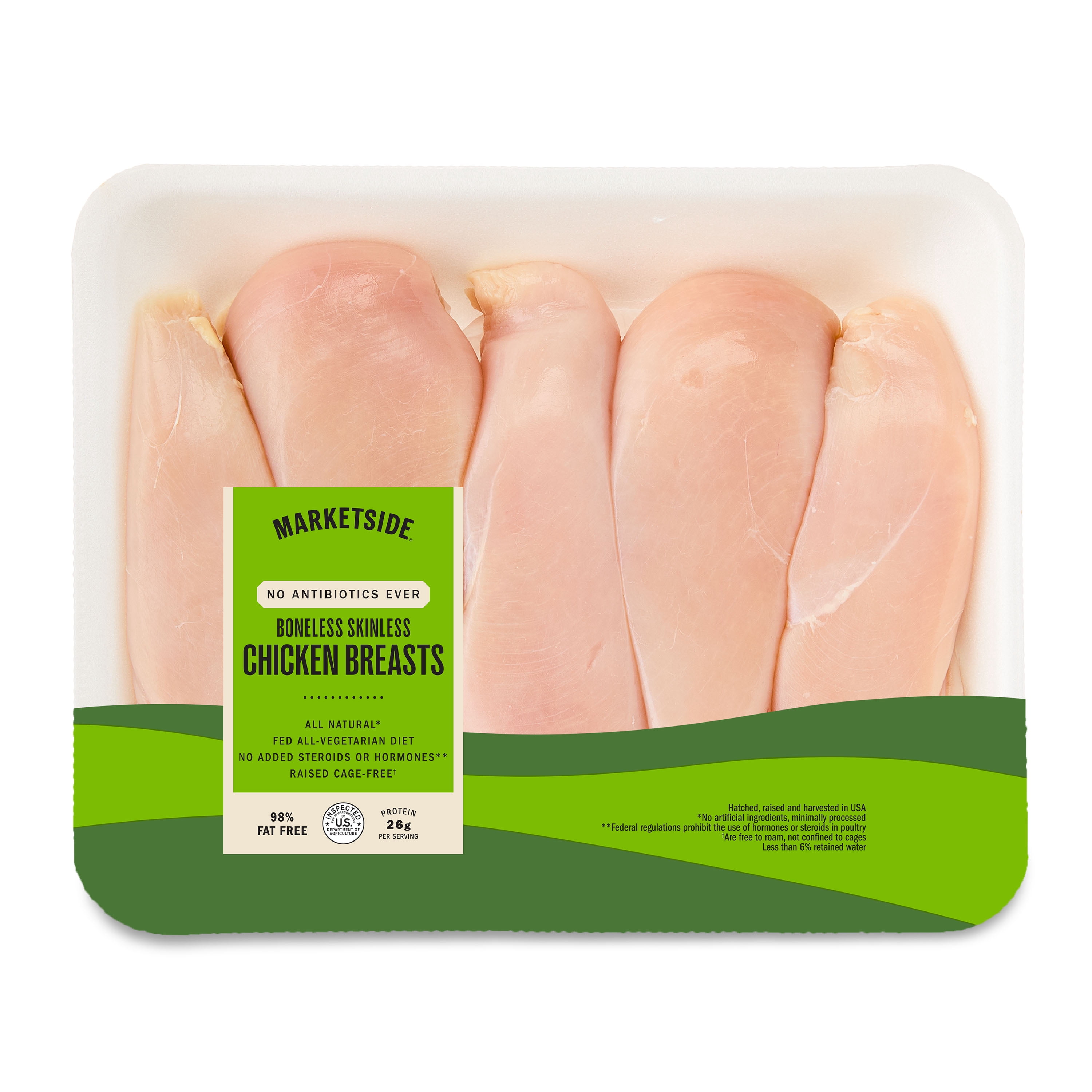 Marketside Antibiotic-Free Boneless Skinless Chicken Breasts, 2.75 - 3.10 lb