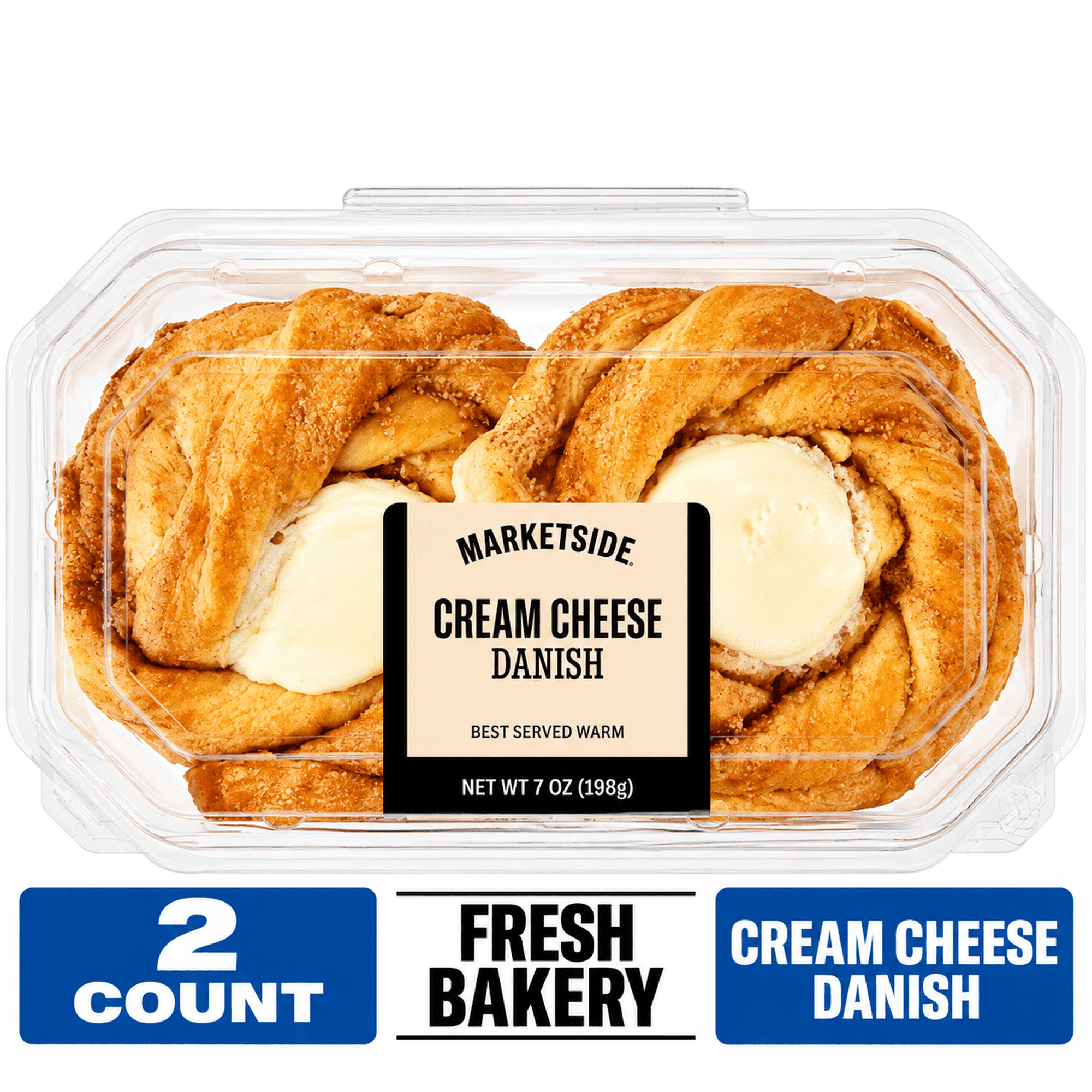 Marketside Cream Cheese Danish with Glaze, 7 oz, 2 Count (Shelf Stable)