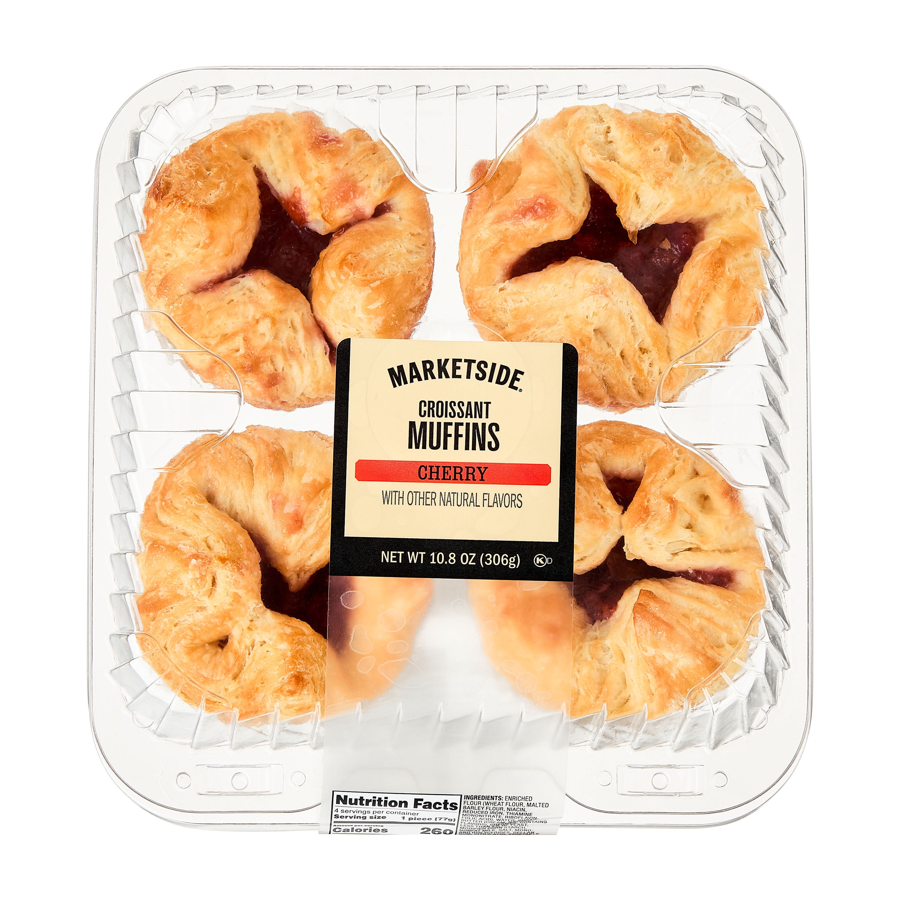 Marketside Cherry Croissant Baked Muffins, 10.8 oz, 4 Count