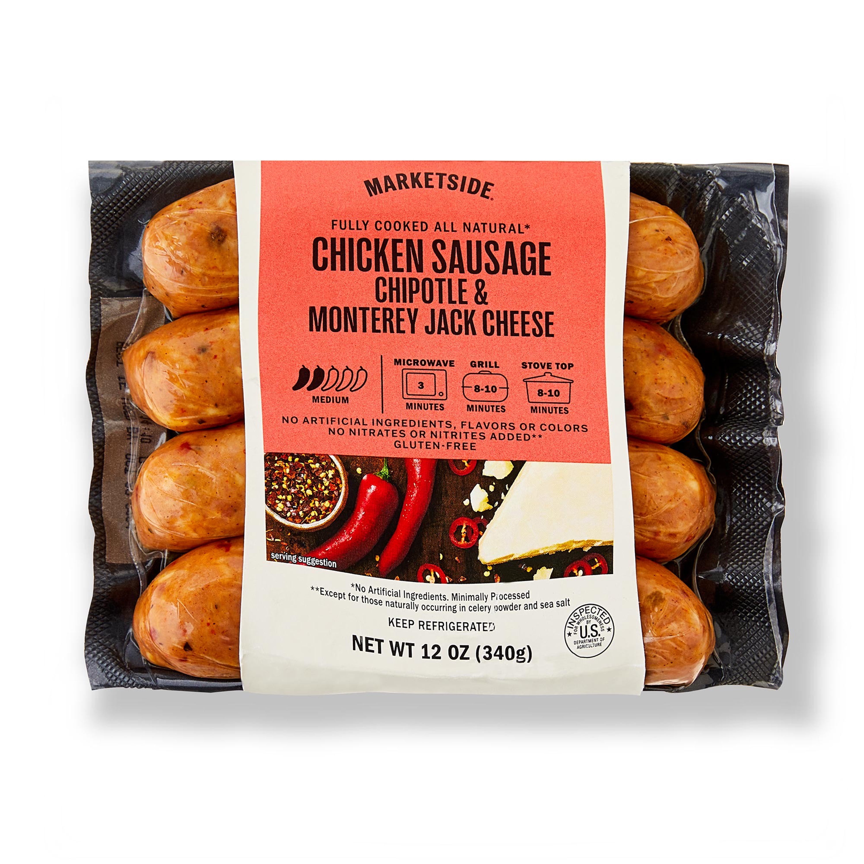 Marketside Chipotle and Monterey Jack Cheese Chicken Sausage, 12 oz