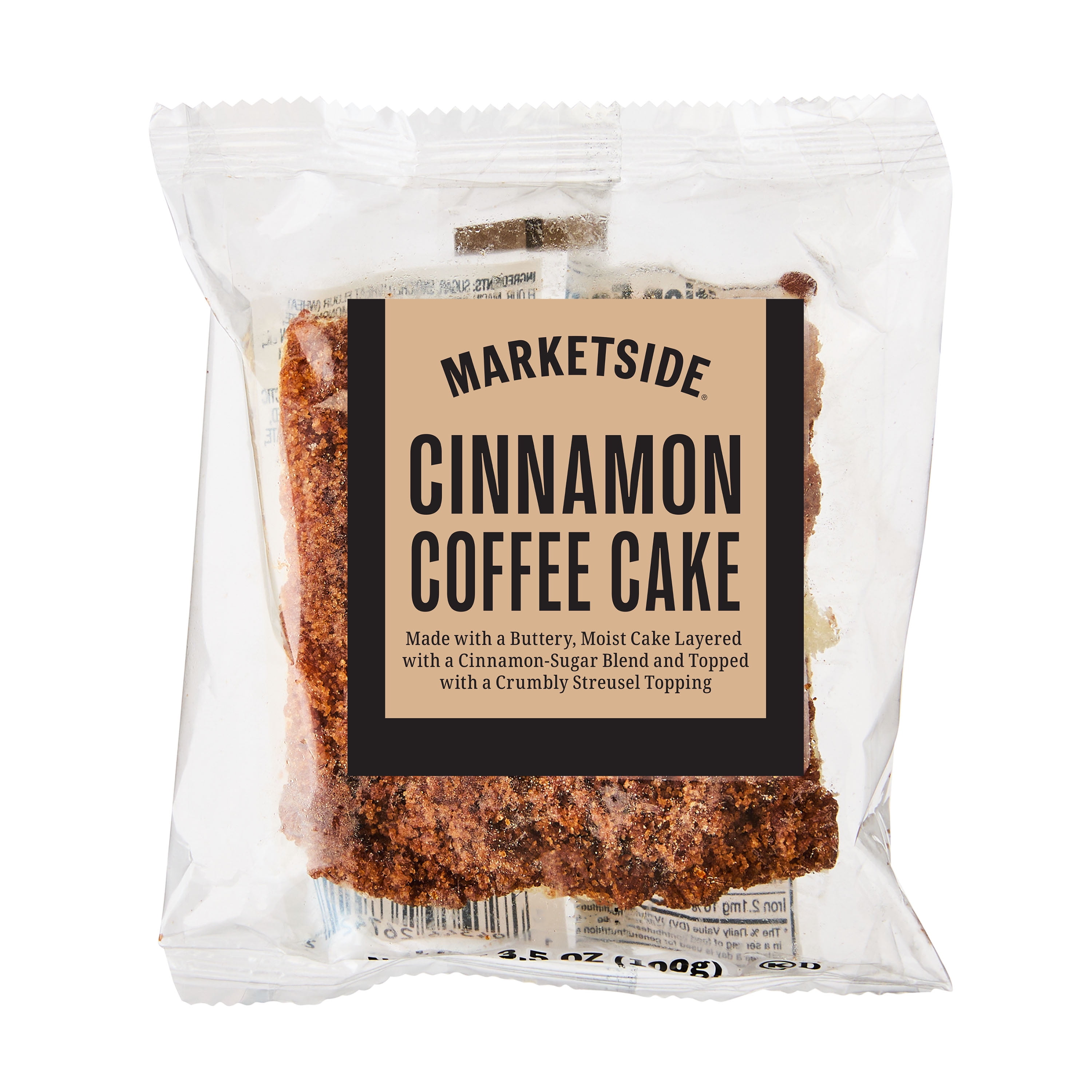 Marketside Cinnamon Coffee Cake, Sliced, Individually Wrapped, 3.5 oz, Shelf-Stable