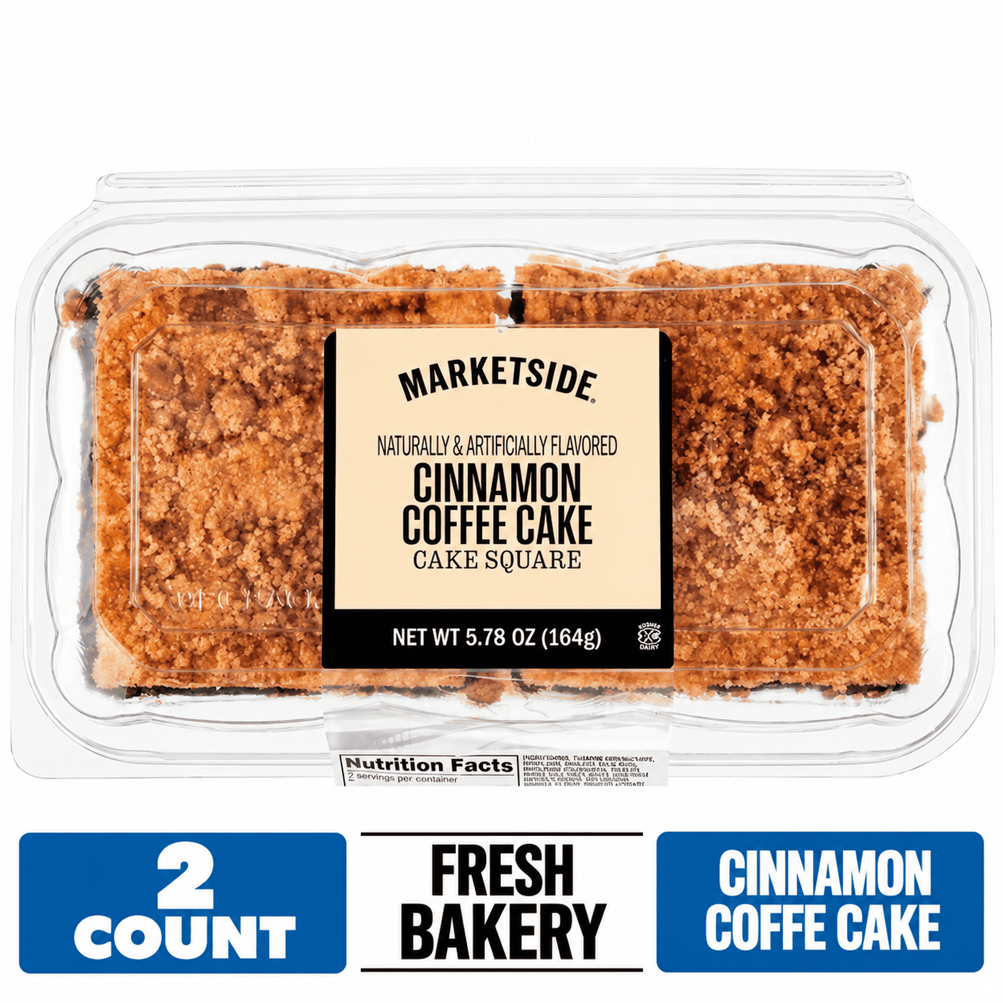 Marketside Cinnamon Coffee Cake Squares, 5.78 oz, 2 Count