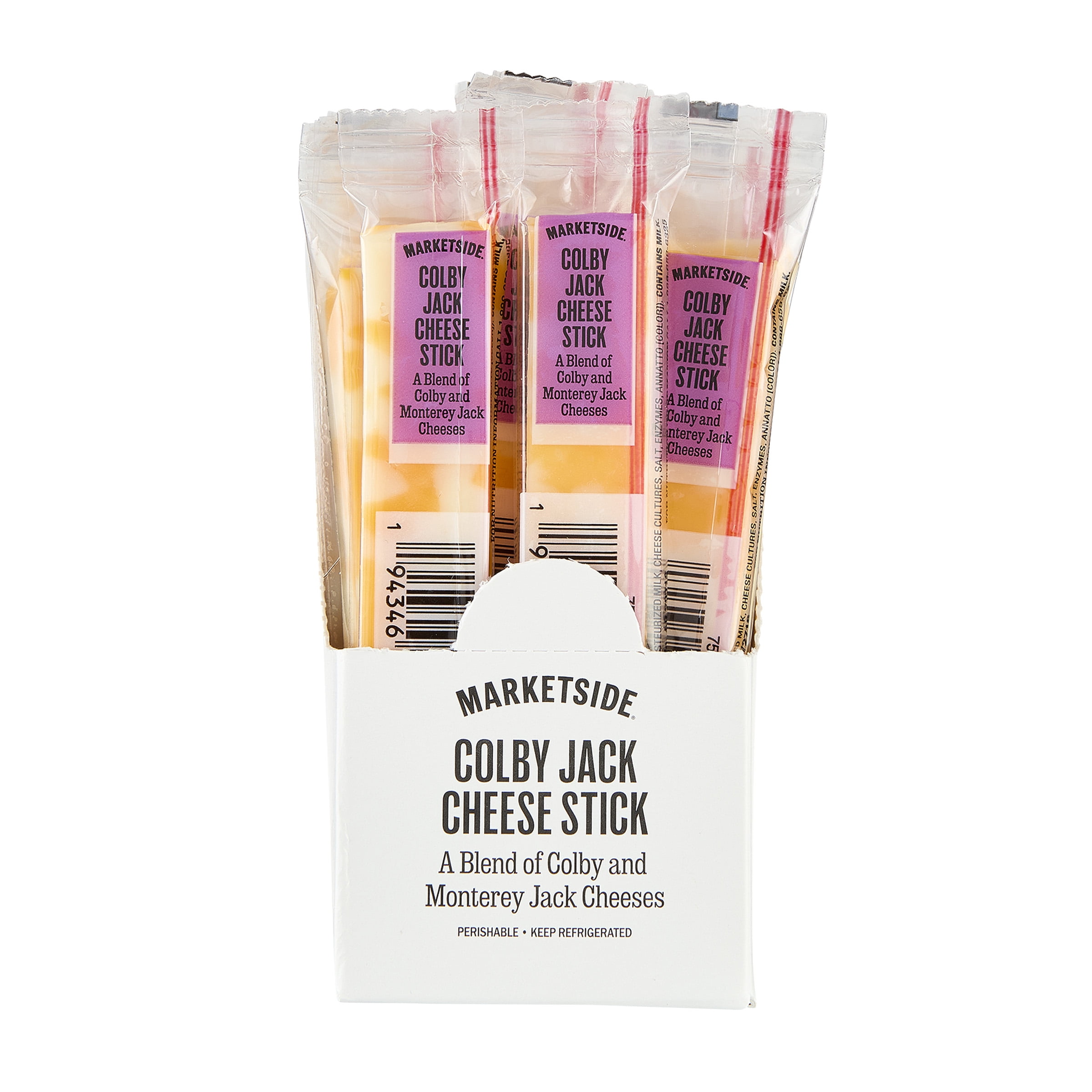 Marketside Colby Jack Cheese Stick, 0.75 oz, Grab & Go Protein Snack, Individually Wrapped Refrigerated Cheese