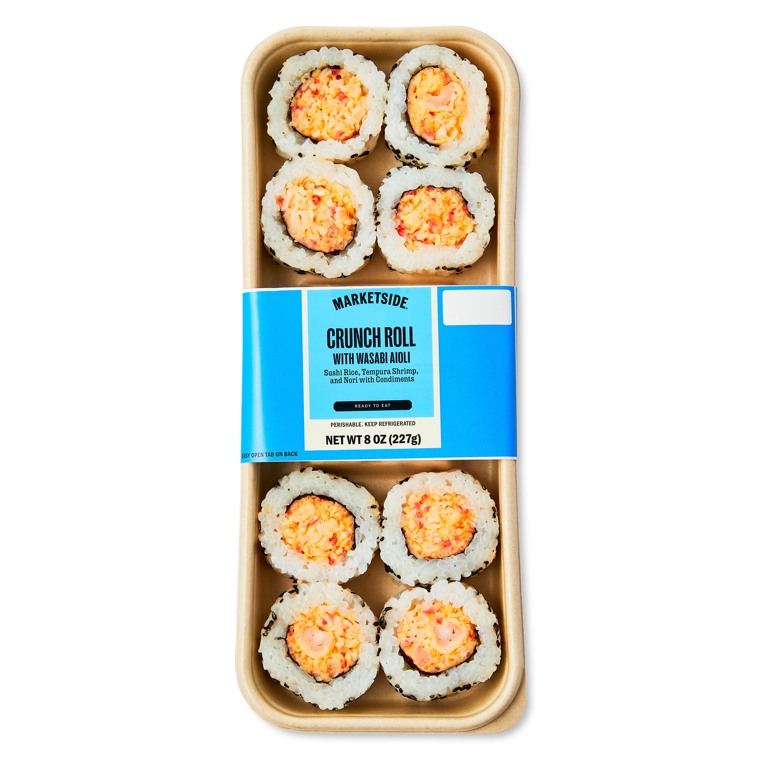 Marketside Crunch Roll Sushi with Wasabi Aioli, 8 oz (Ready to Eat)