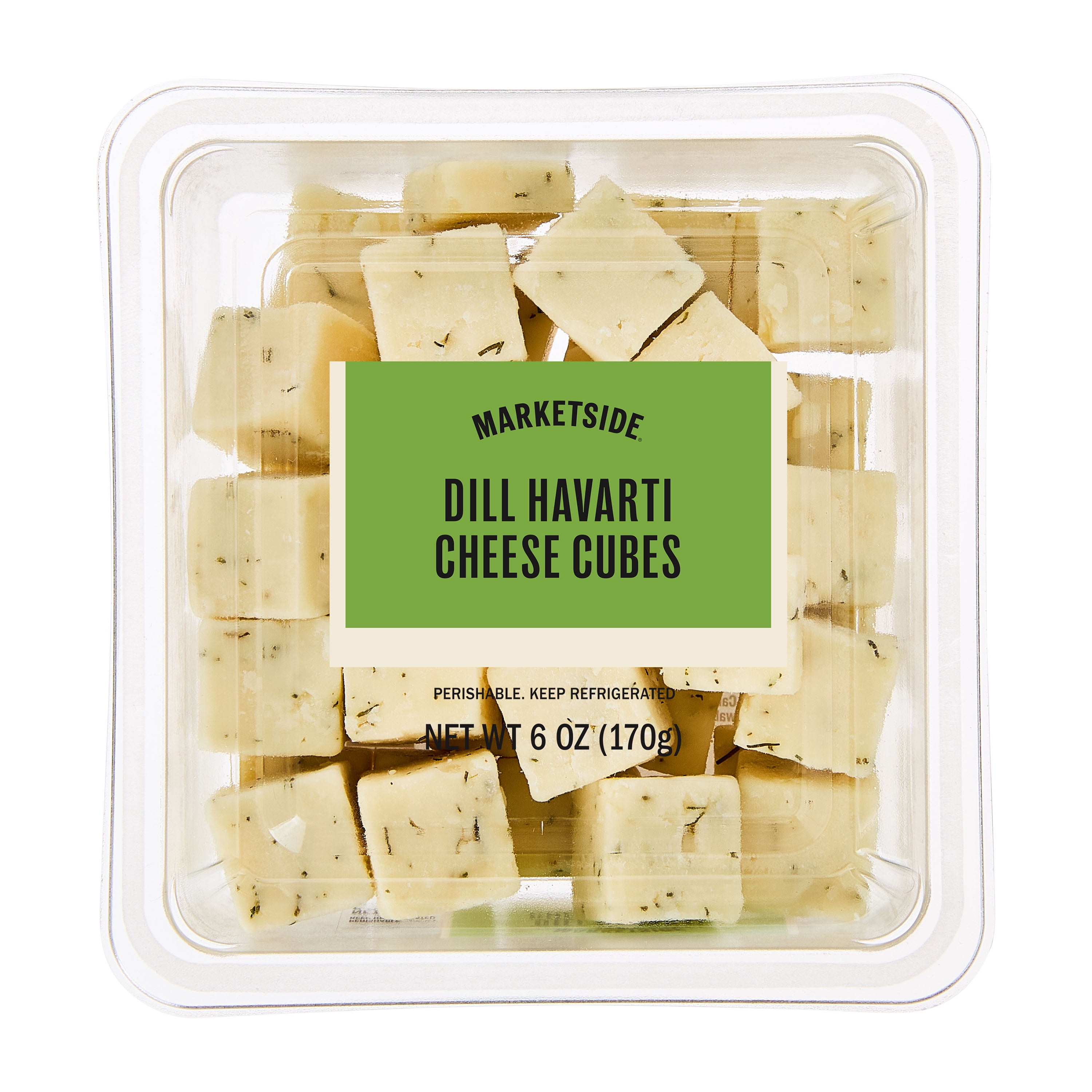 Marketside Cubed Dill Havarti Cheese, 6oz, Plastic Cup (Cubed, Refrigerated)