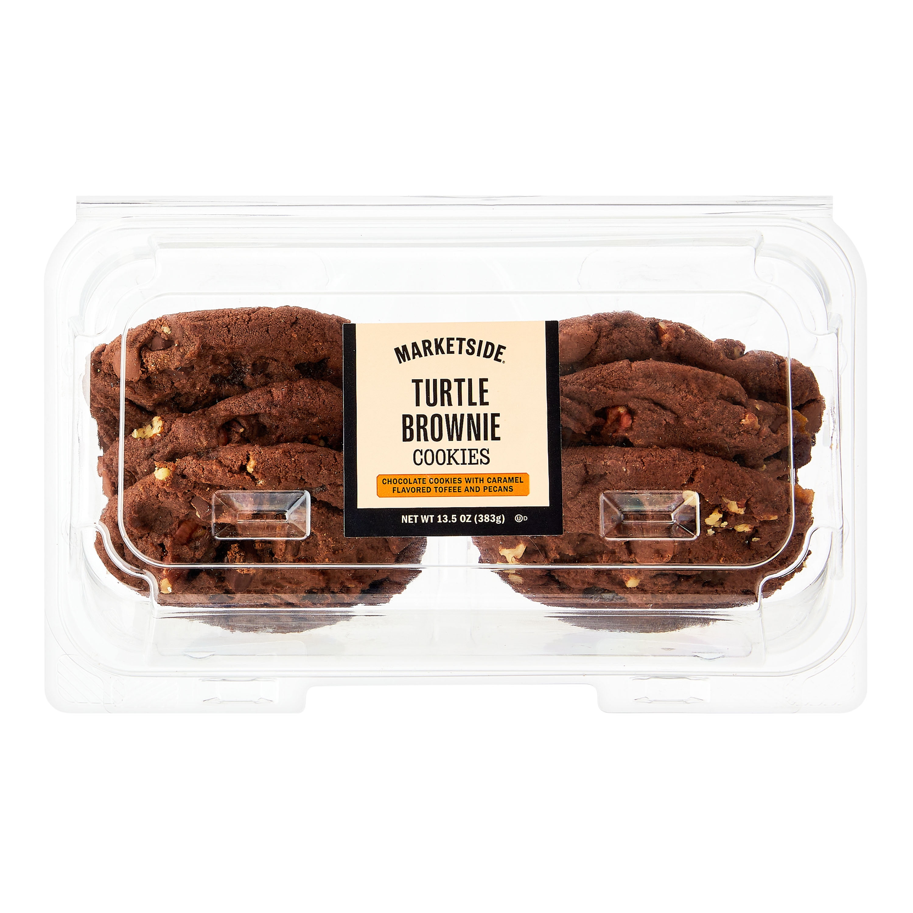 Marketside Decadent Turtle Brownie Bakery Baked Cookies, 13.5 oz, 6 Count