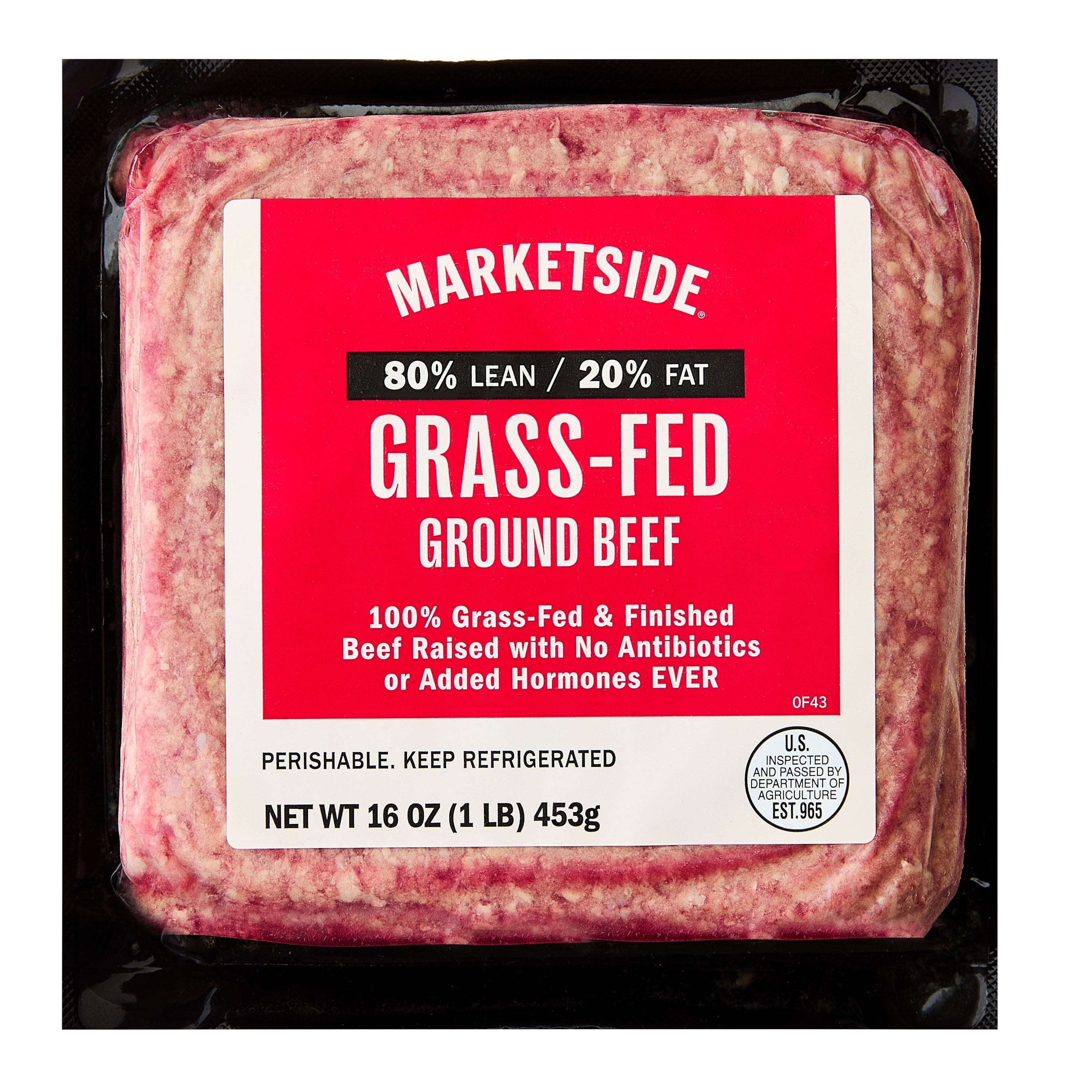 Marketside Grass-Fed Ground Beef, 80% Lean/20% Fat, 1 lb