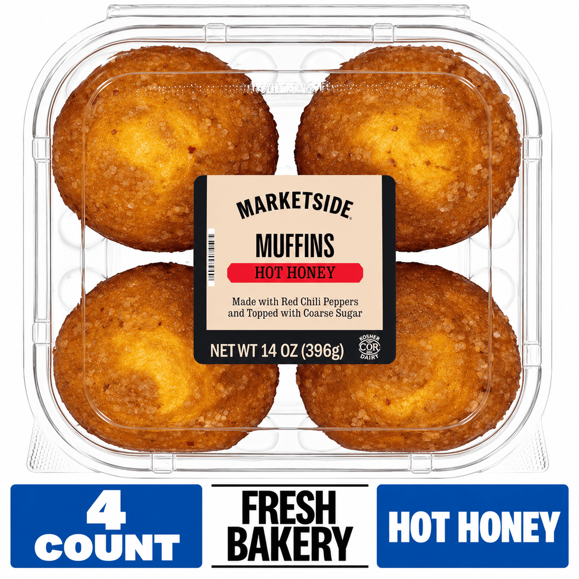 Marketside Hot Honey Crunch Moist Muffins, 14 oz, 4 Count