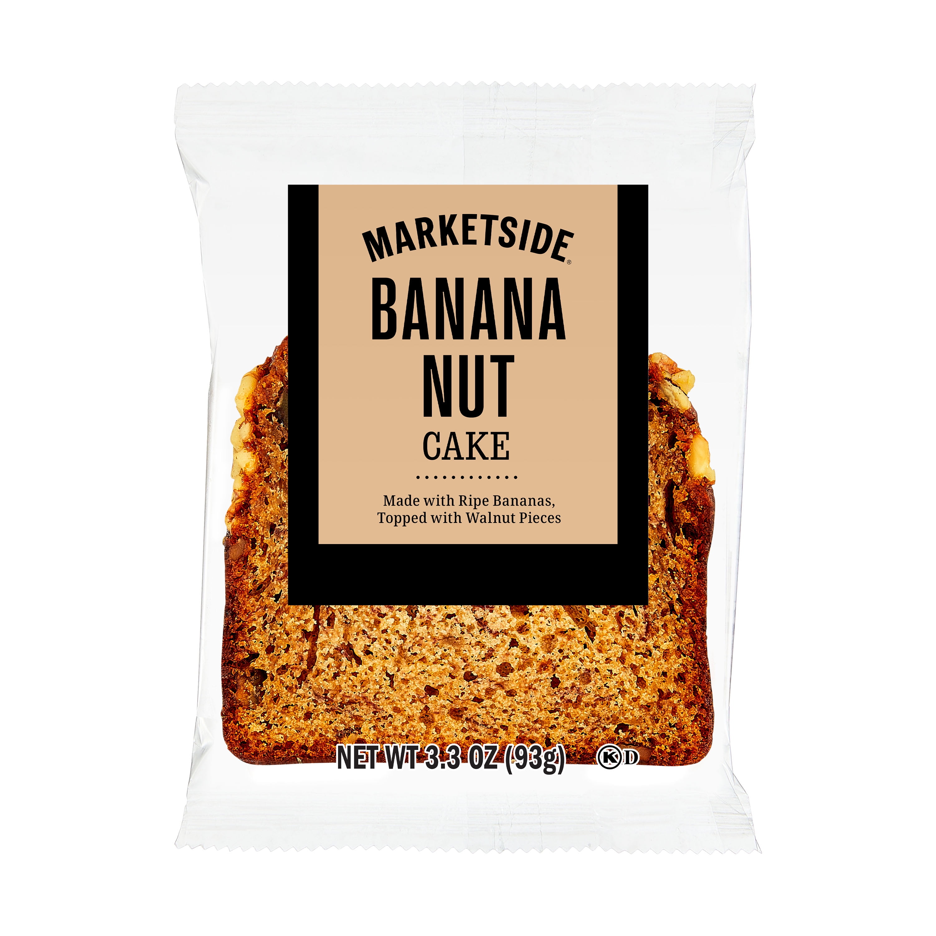 Marketside Moist Individually Wrapped Banana Nut Baked Cake Sliced, 3.3 oz, 1 Count, Shelf-Stable