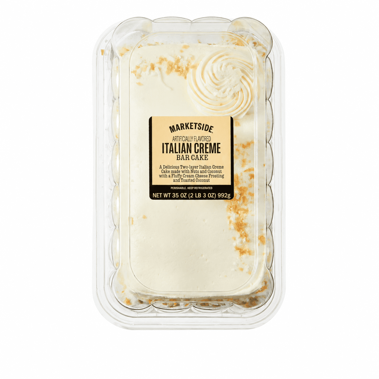 Marketside Italian Creme Bar Cake, 35 oz (Refrigerated), Baked