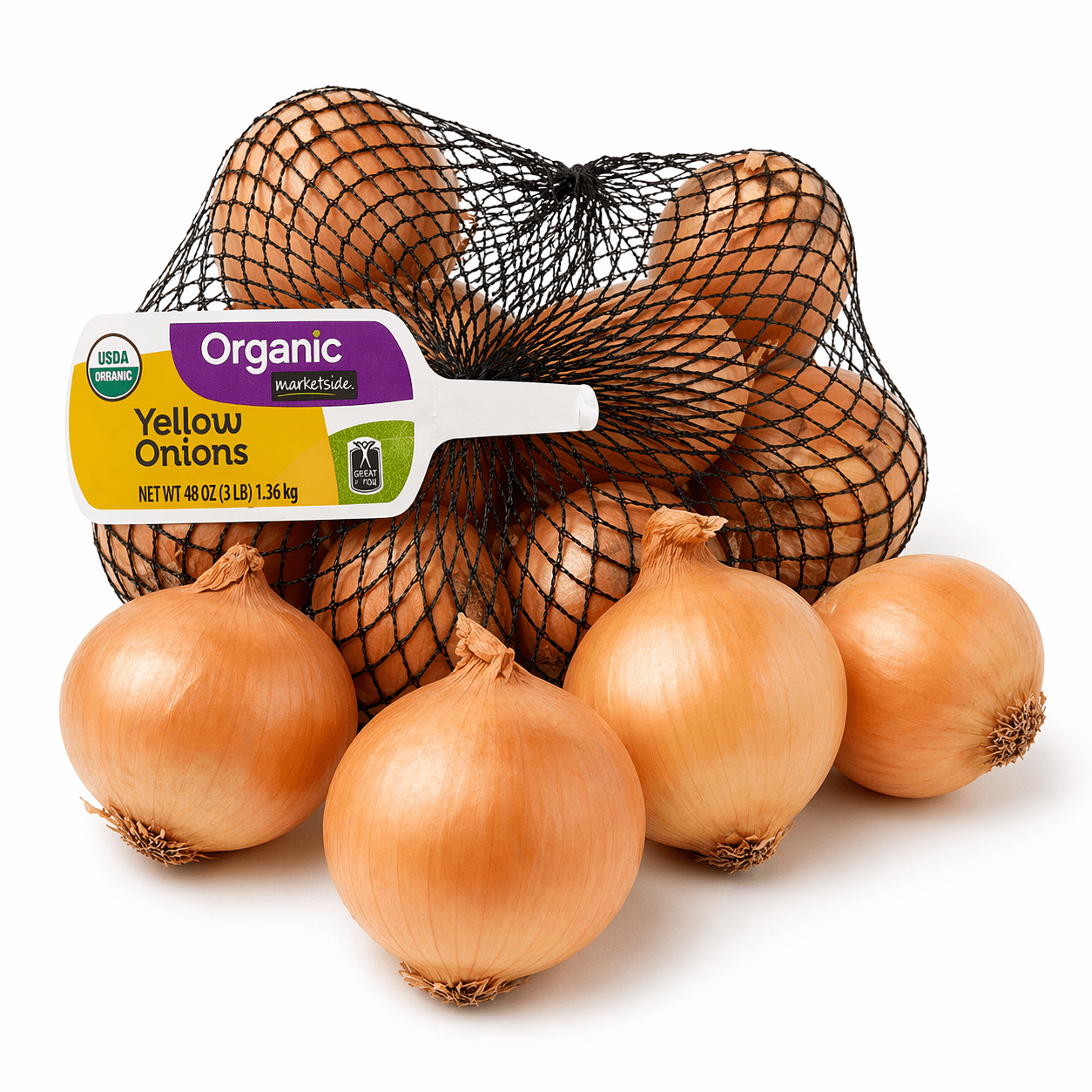 Marketside Organic Yellow Onions Whole Fresh, 3 lb Bag