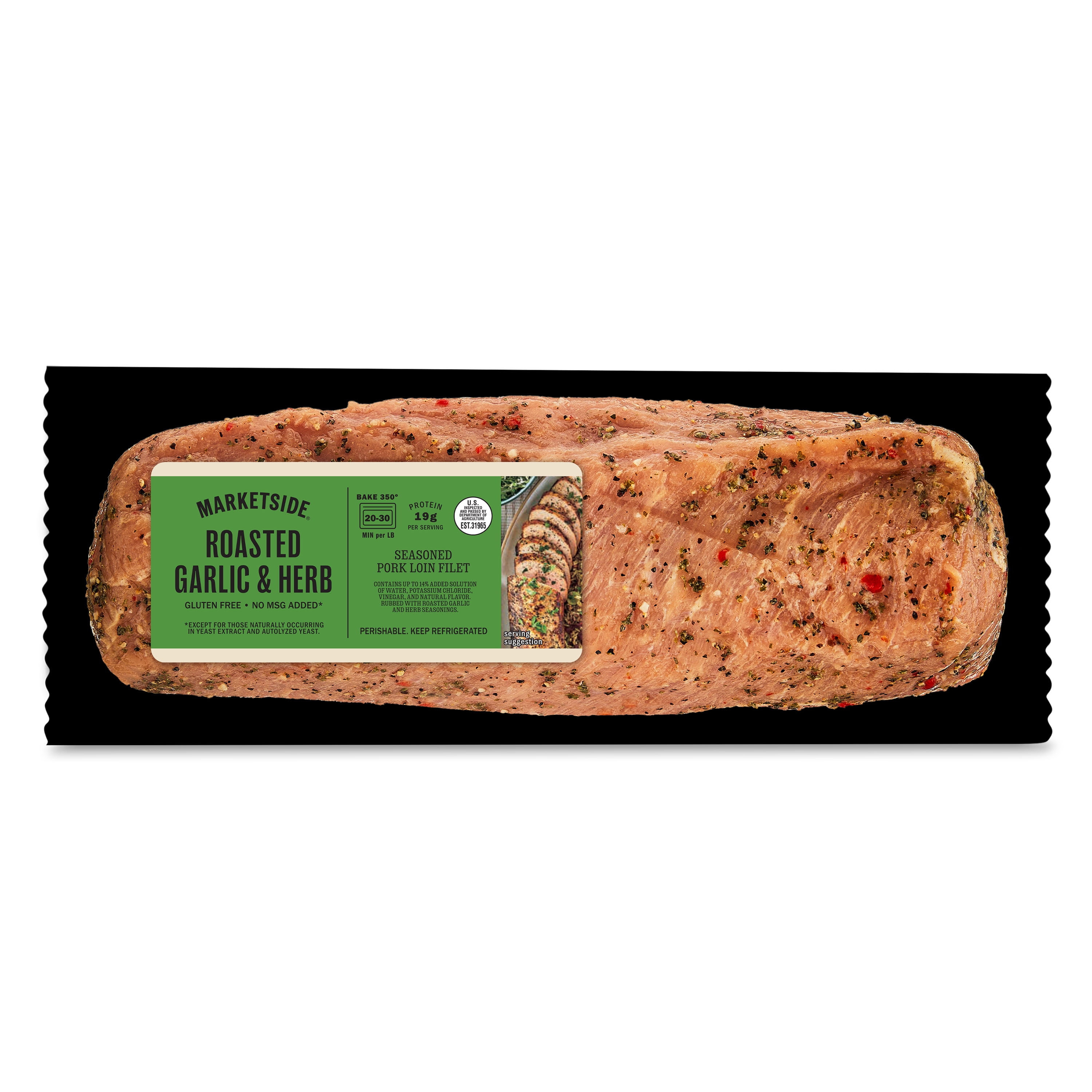 Marketside Roasted Garlic and Herb Fresh Seasoned Pork Loin Filet, 1.4 - 1.9 lbs., 21g of Protein per 4 oz Serving
