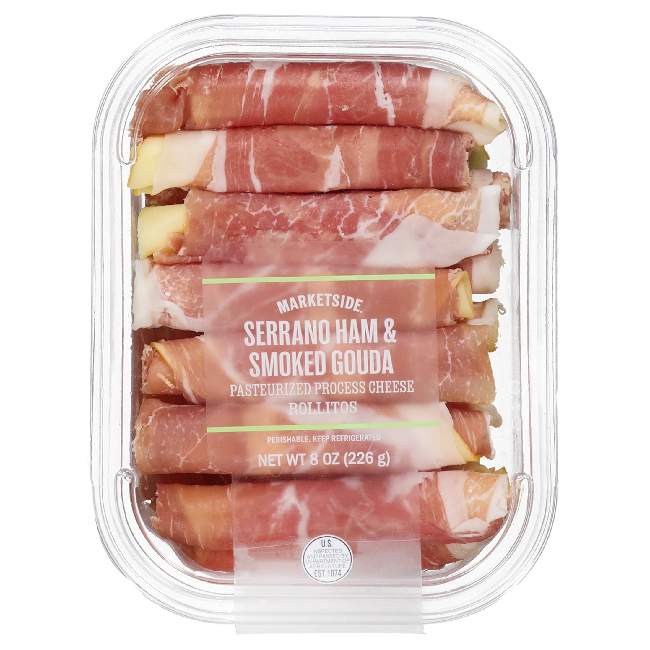 Marketside Serrano Ham and Smoked Gouda Pasteurized Processed Cheese Rollitos, 8 oz, 14 Count